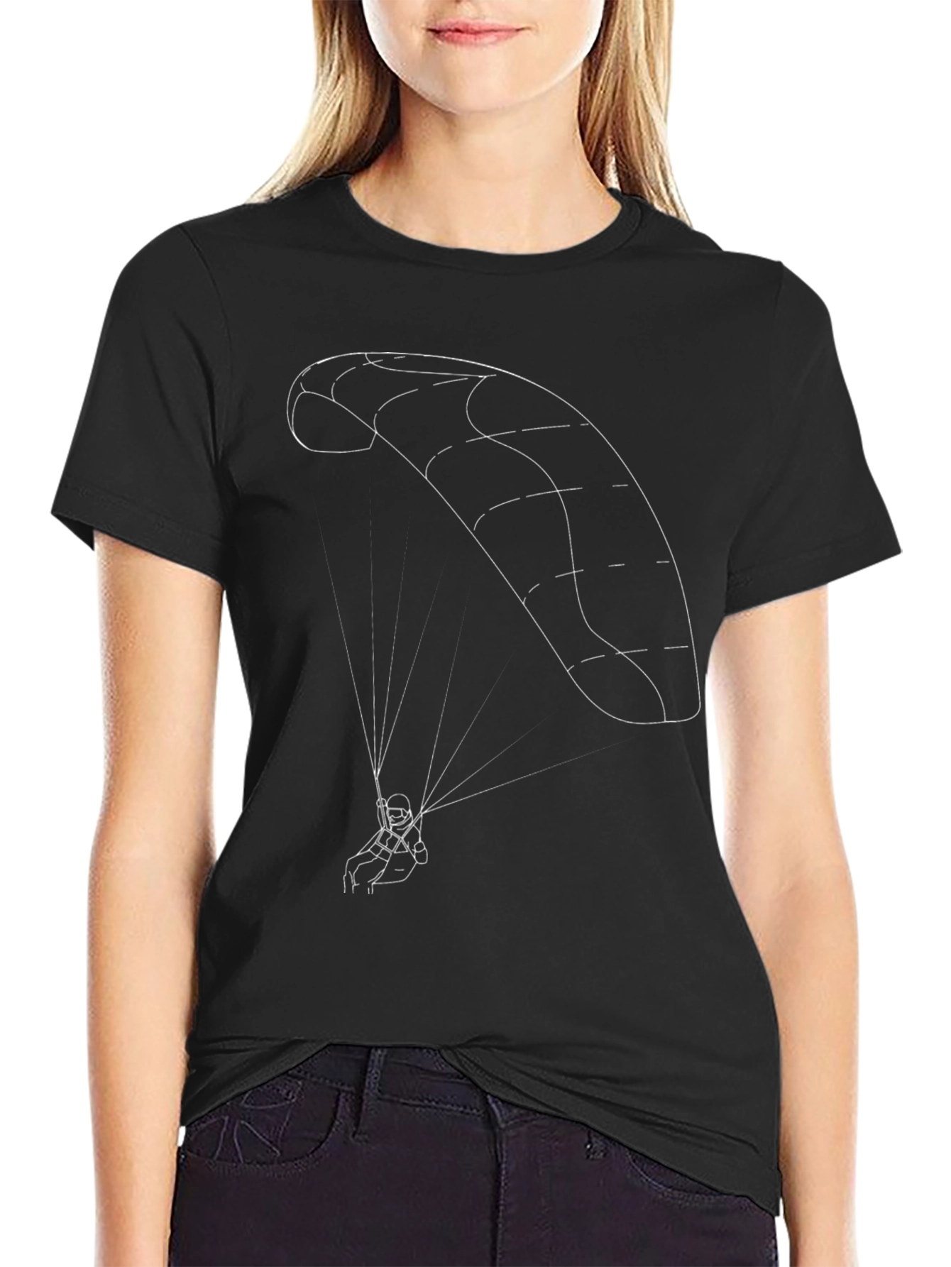 Paragliding Graphic Tee - Black Cotton T-Shirt