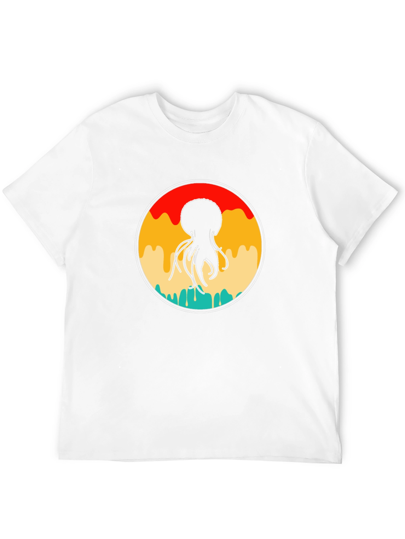 Retro Jellyfish Graphic Tee - Black Cotton Blend