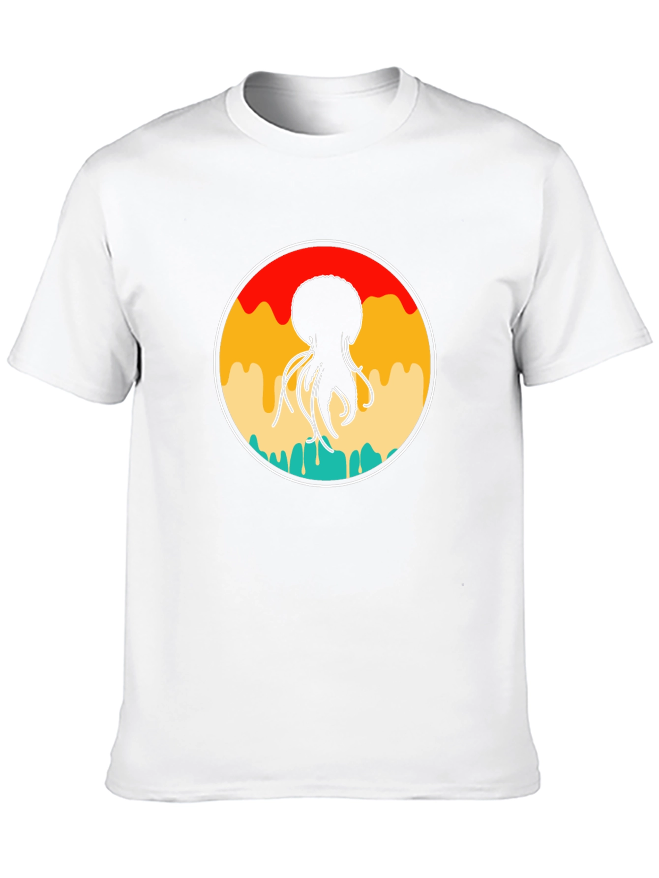Retro Jellyfish Graphic Tee - Black Cotton Blend