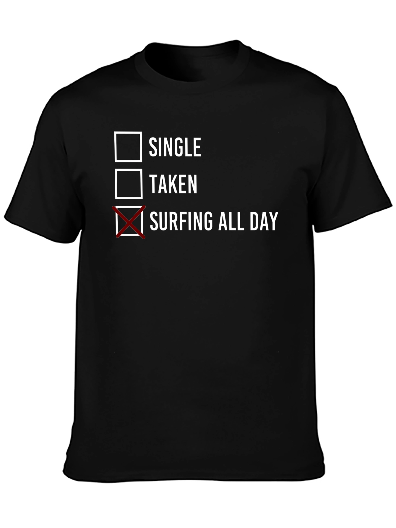 Surfing All Day Graphic Tee - Black Cotton T-Shirt