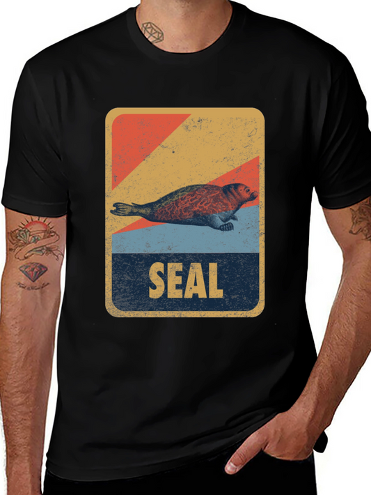 Vintage Style Seal Graphic T-Shirt