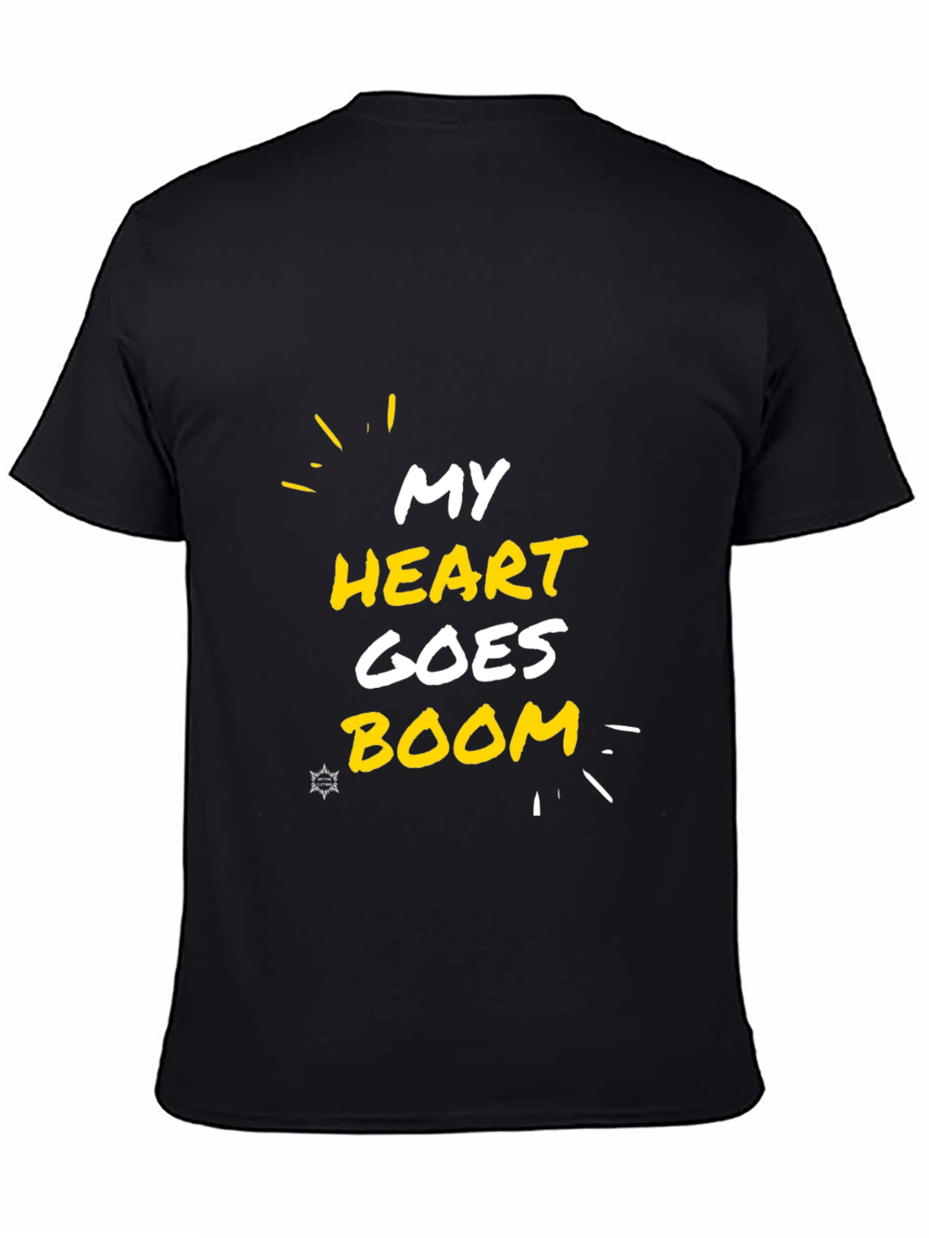 My Heart Goes Boom Black Graphic Tee