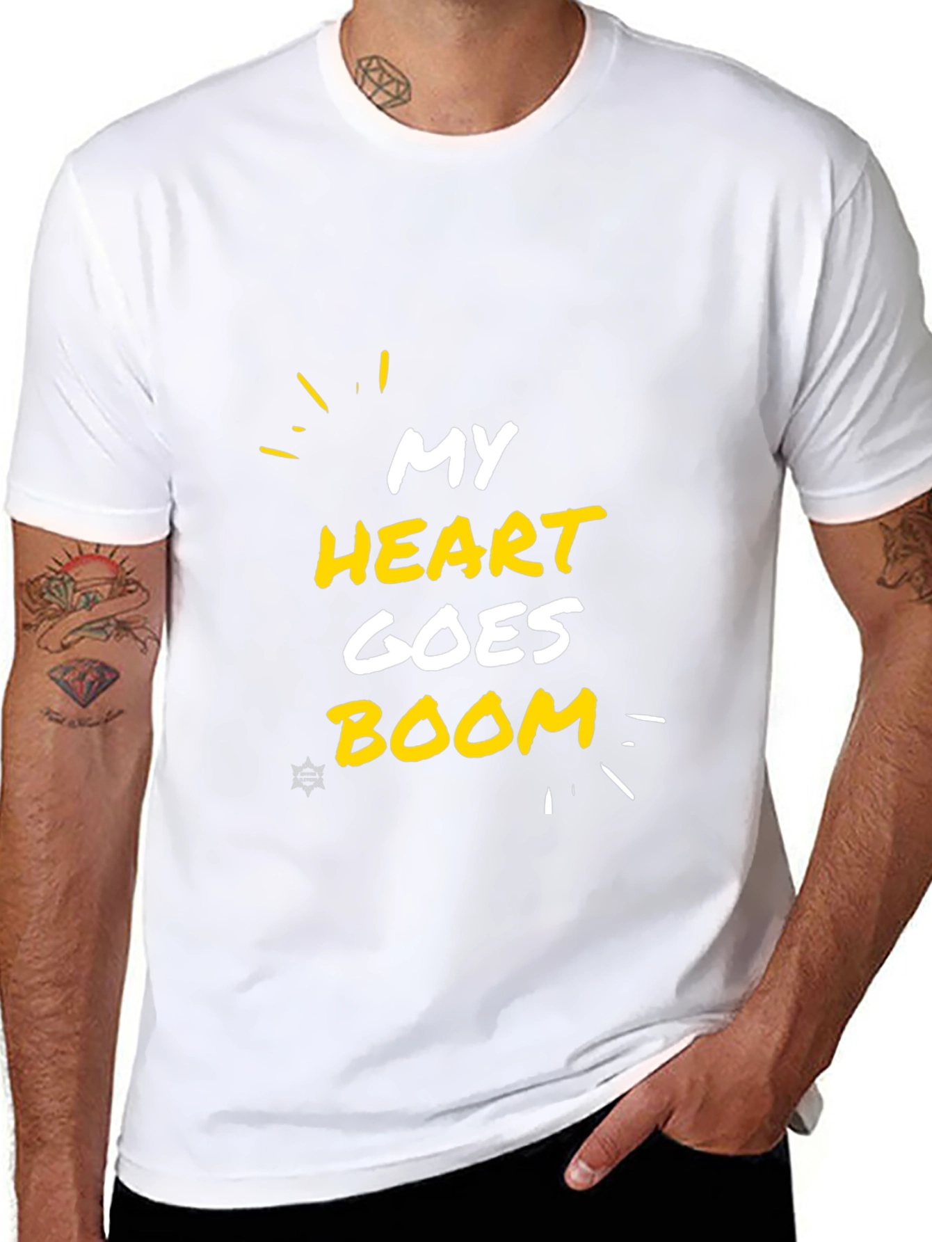 My Heart Goes Boom Black Graphic Tee