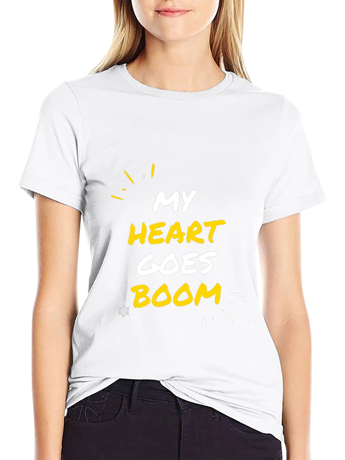 My Heart Goes Boom Black Graphic Tee