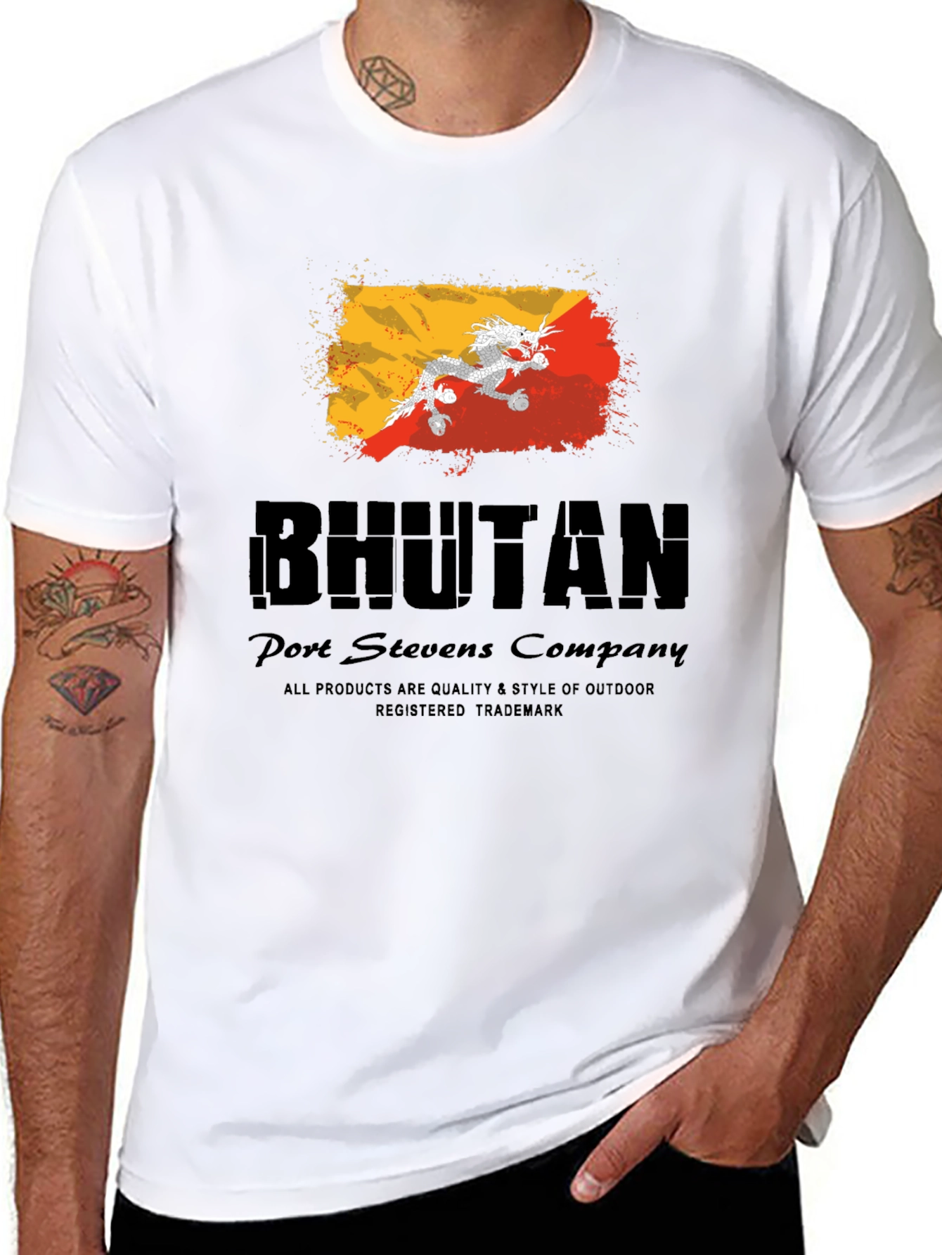Bhutan Flag T-Shirt - Port Stevens Company