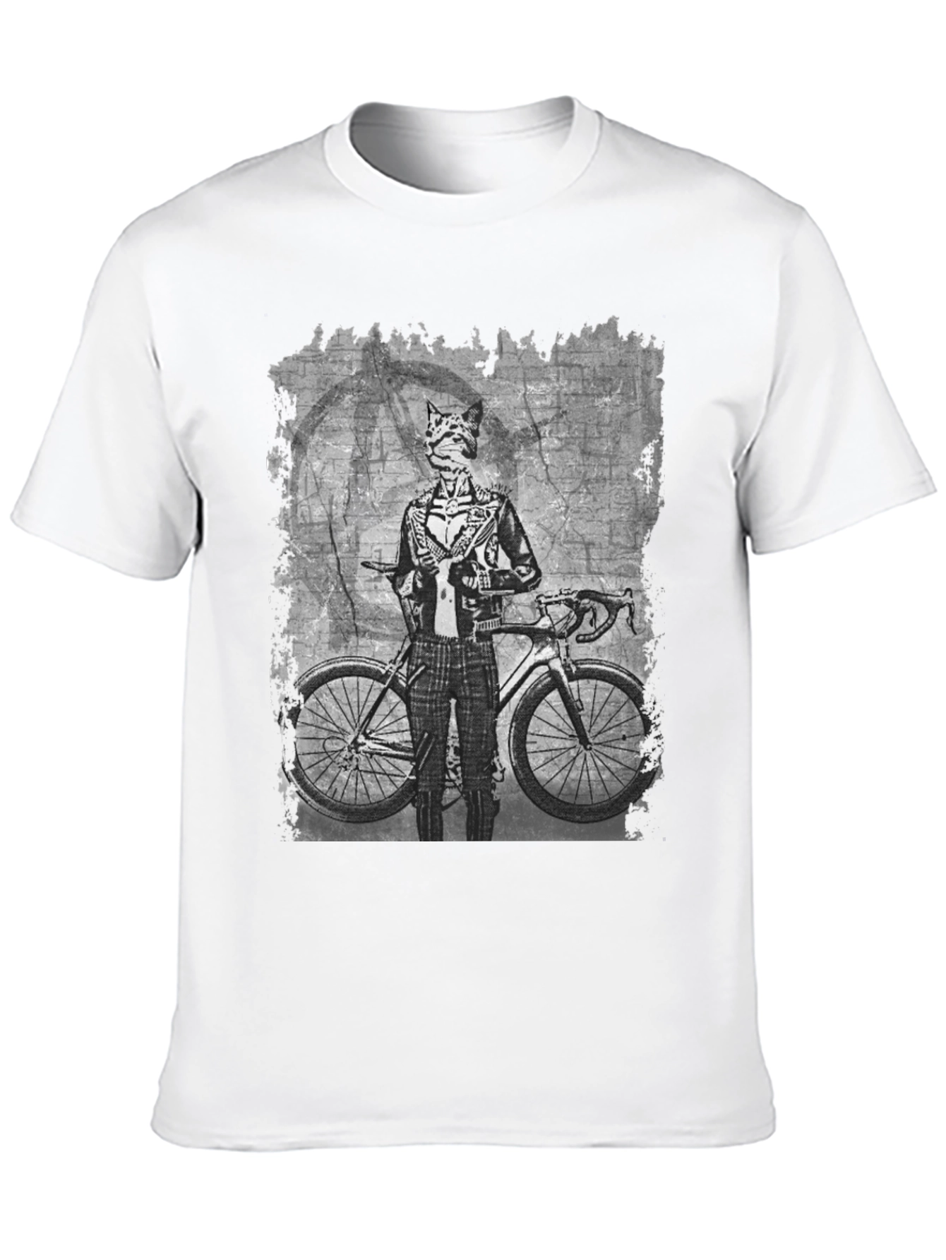 Cat Biker Graphic Tee - Cool Animal Art T-Shirt