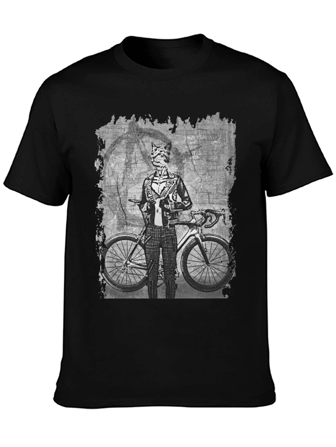 Cat Biker Graphic Tee - Cool Animal Art T-Shirt