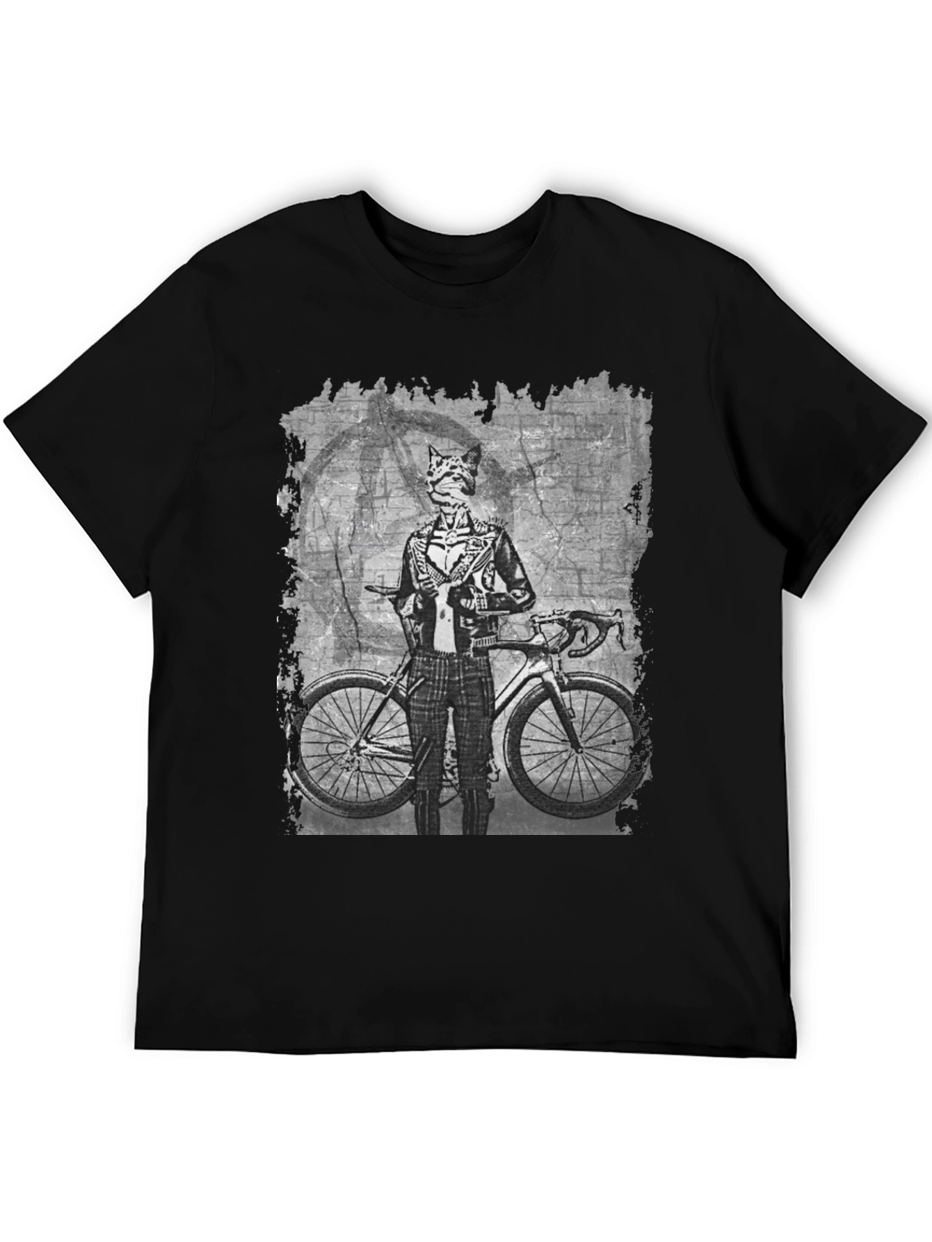 Cat Biker Graphic Tee - Cool Animal Art T-Shirt