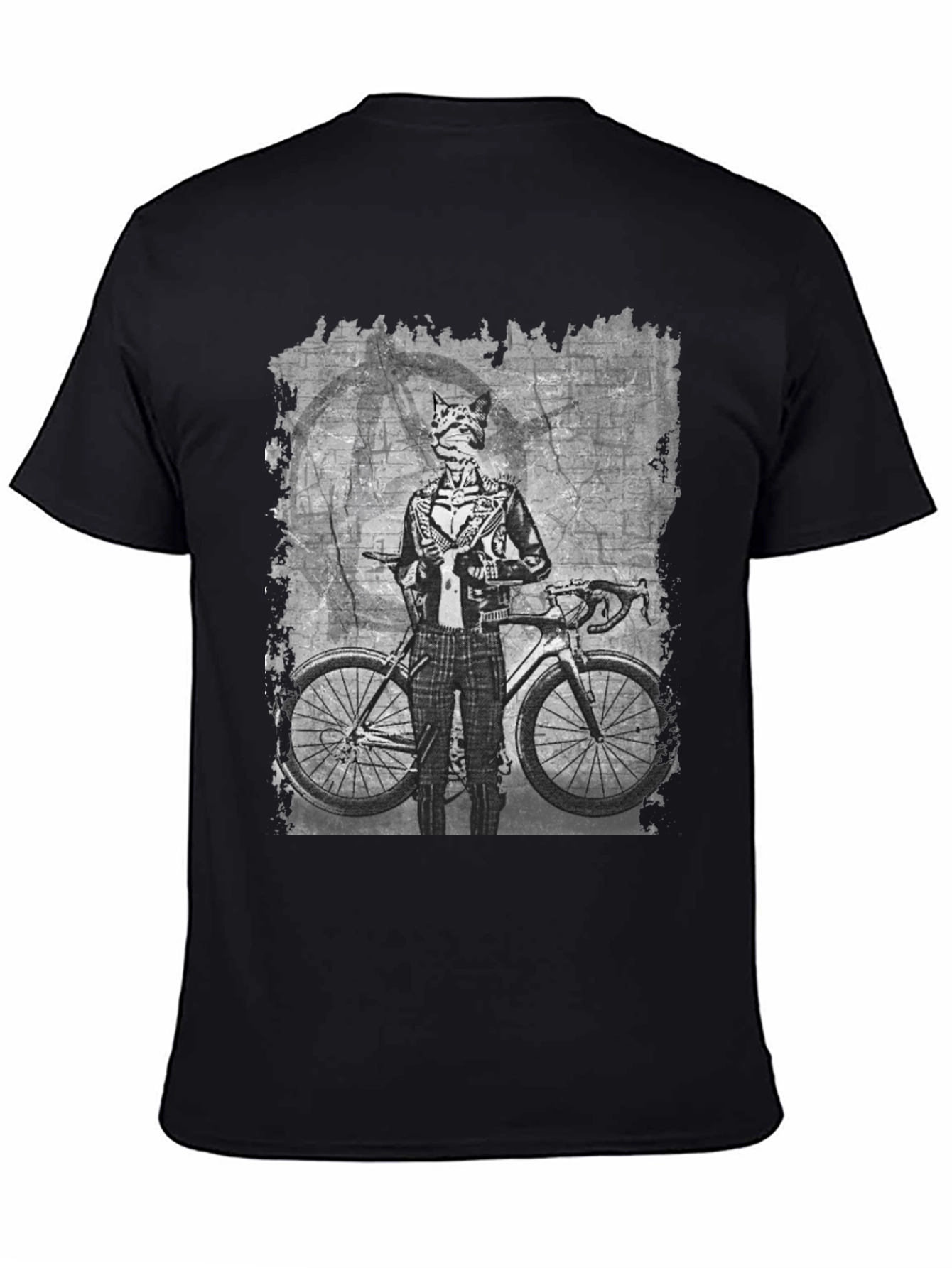 Cat Biker Graphic Tee - Cool Animal Art T-Shirt