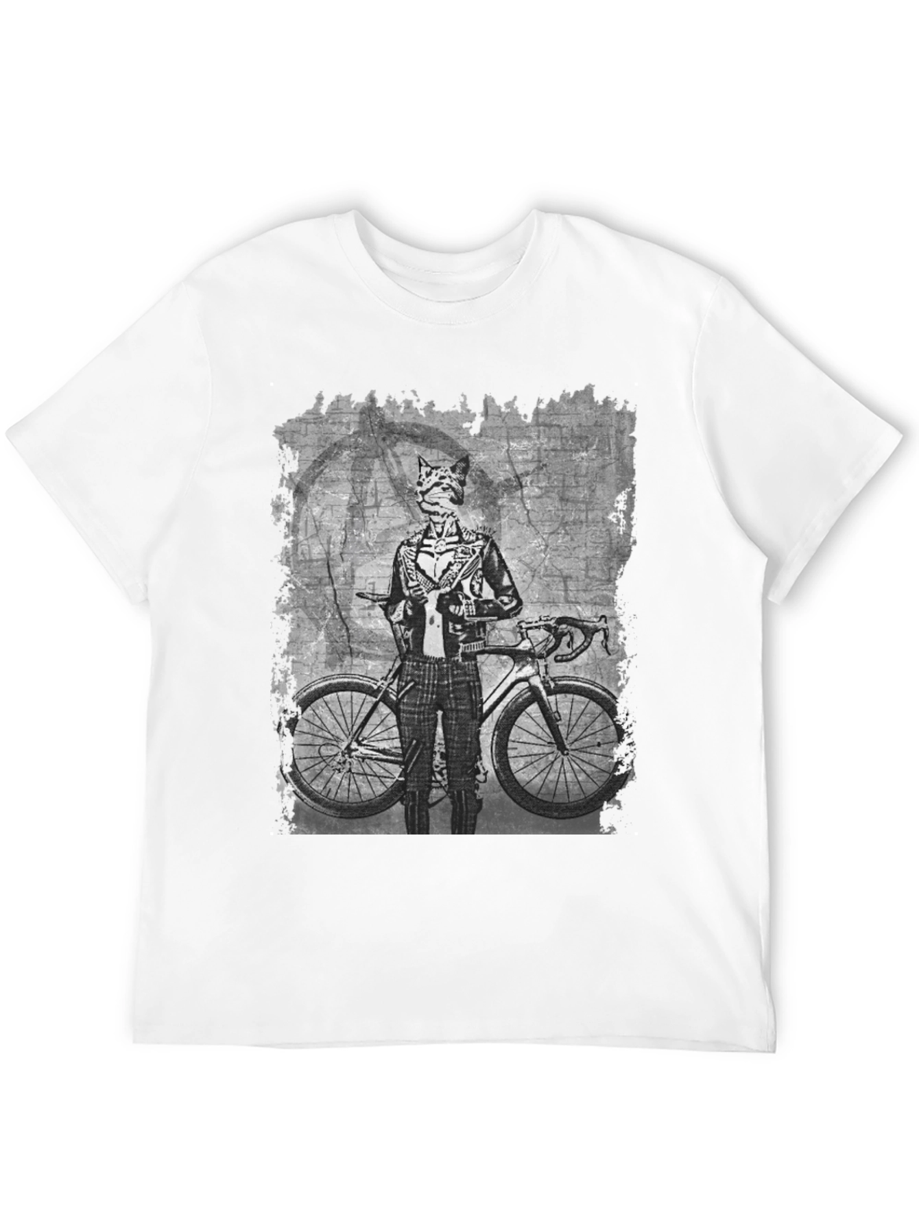 Cat Biker Graphic Tee - Cool Animal Art T-Shirt