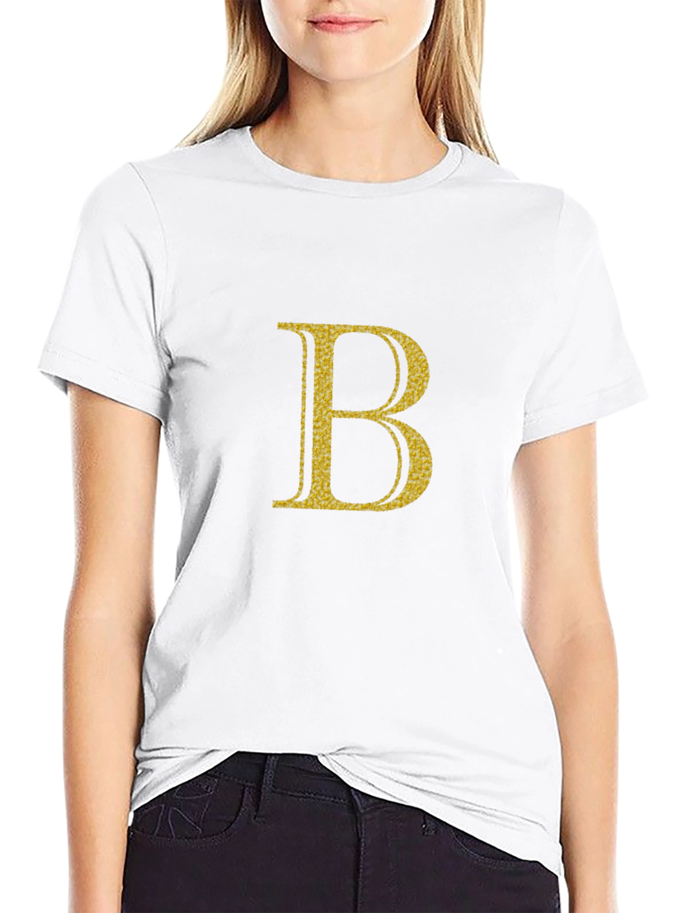 Black Tee with Gold B Graphic