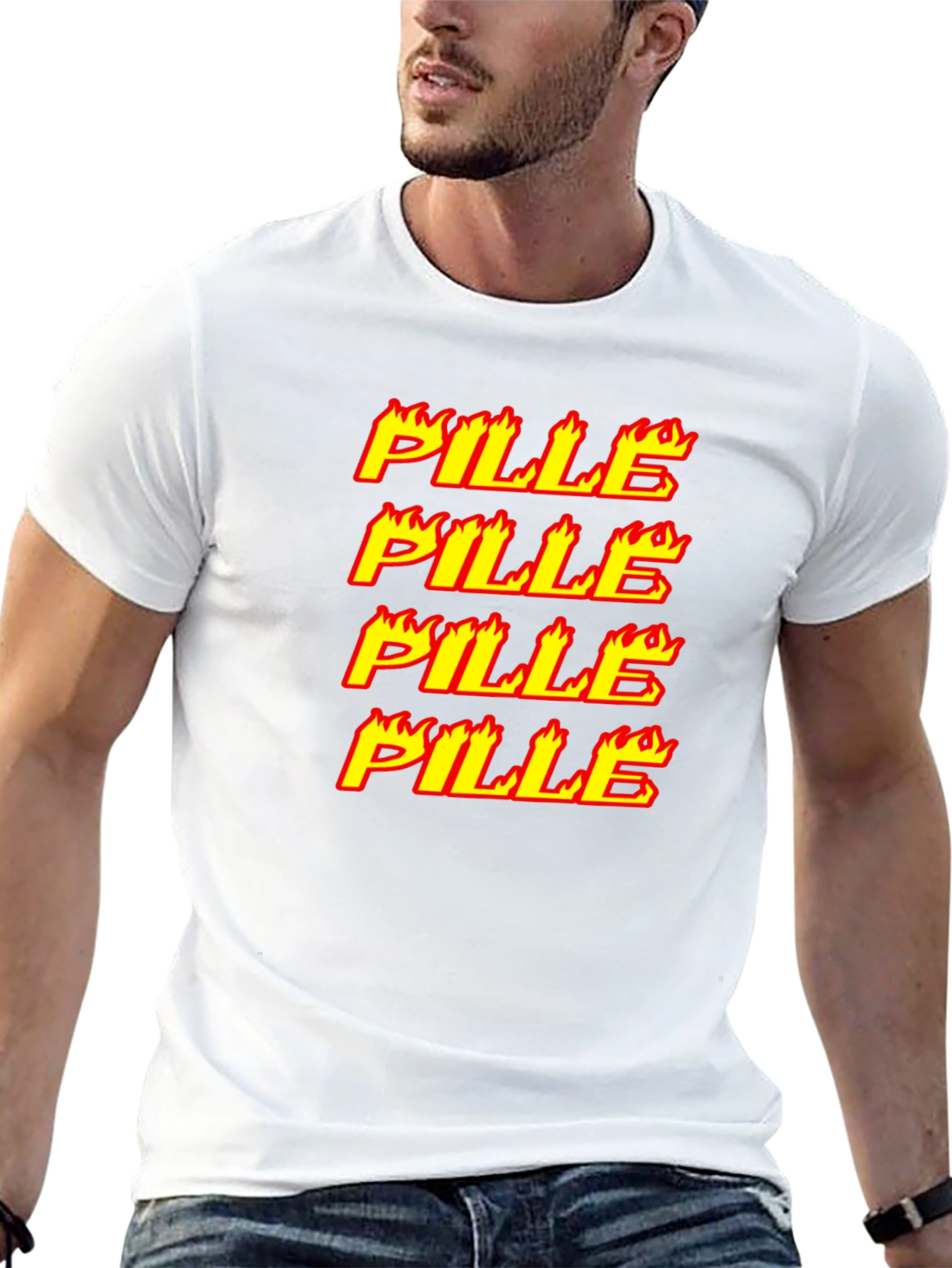 Flaming Pille Text Graphic Black T-Shirt