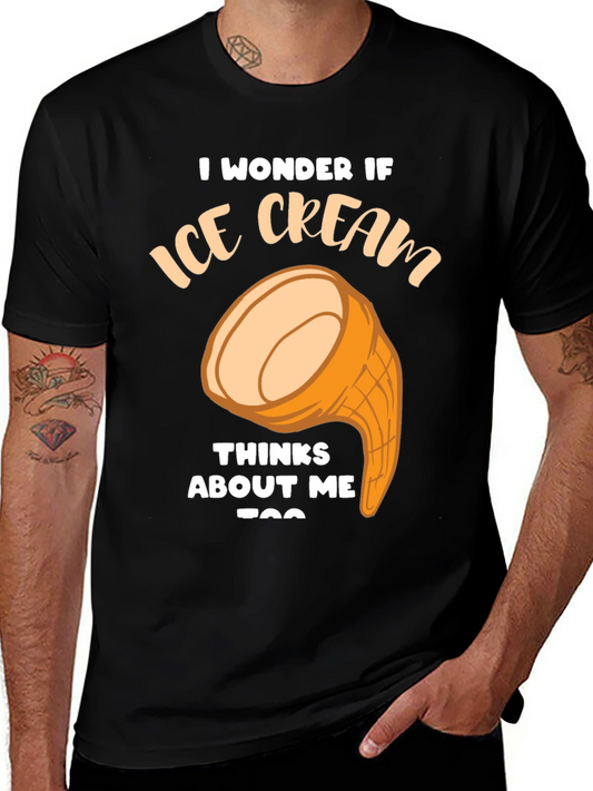 Ice Cream Thinks About Me Funny Graphic T-Shirt