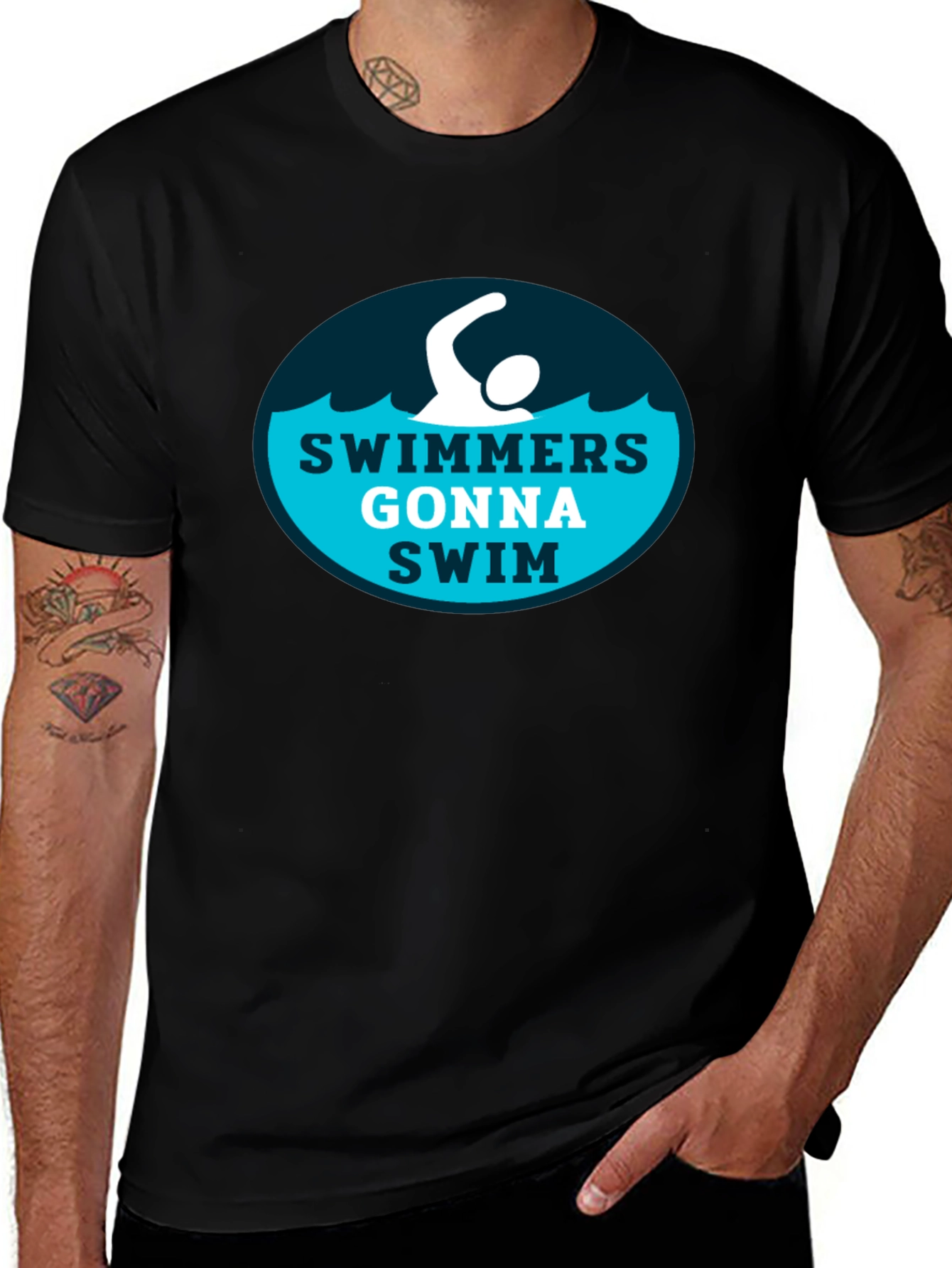 Swimmers Gonna Swim Graphic Tee - Black