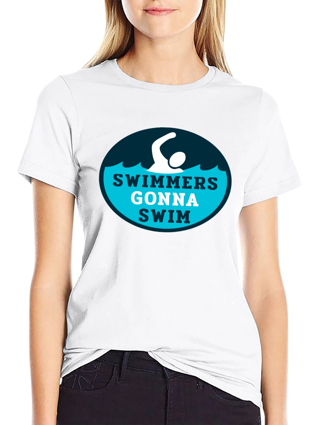 Swimmers Gonna Swim Graphic Tee - Black