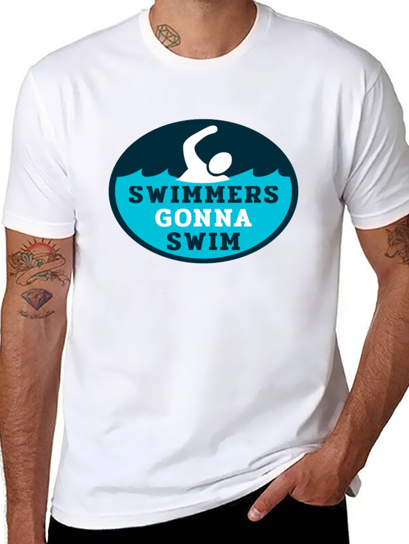 Swimmers Gonna Swim Graphic Tee - Black