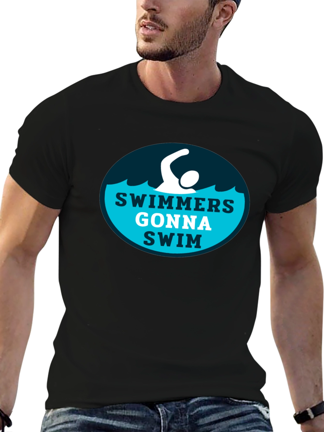 Swimmers Gonna Swim Graphic Tee - Black