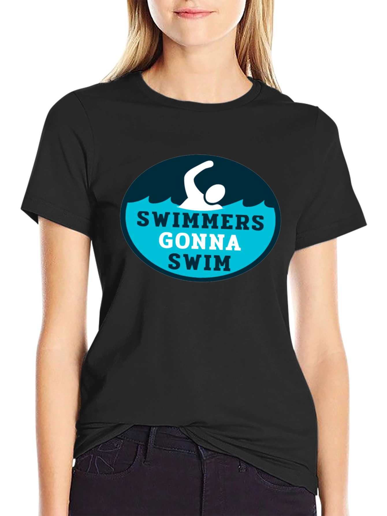 Swimmers Gonna Swim Graphic Tee - Black