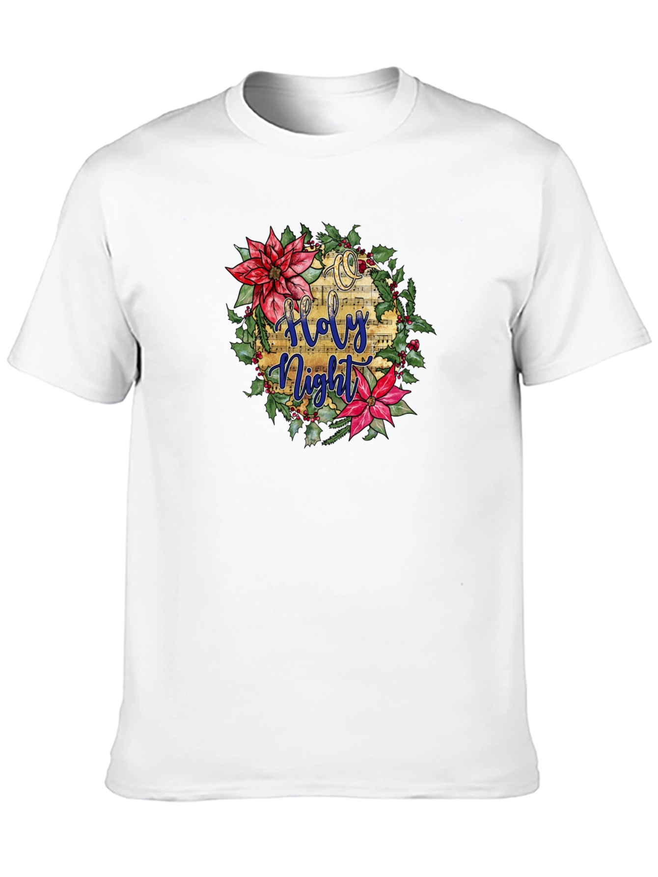Holy Night Floral Wreath Black T-Shirt
