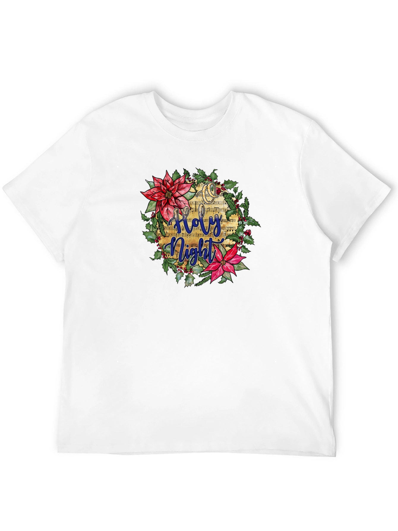 Holy Night Floral Wreath Black T-Shirt
