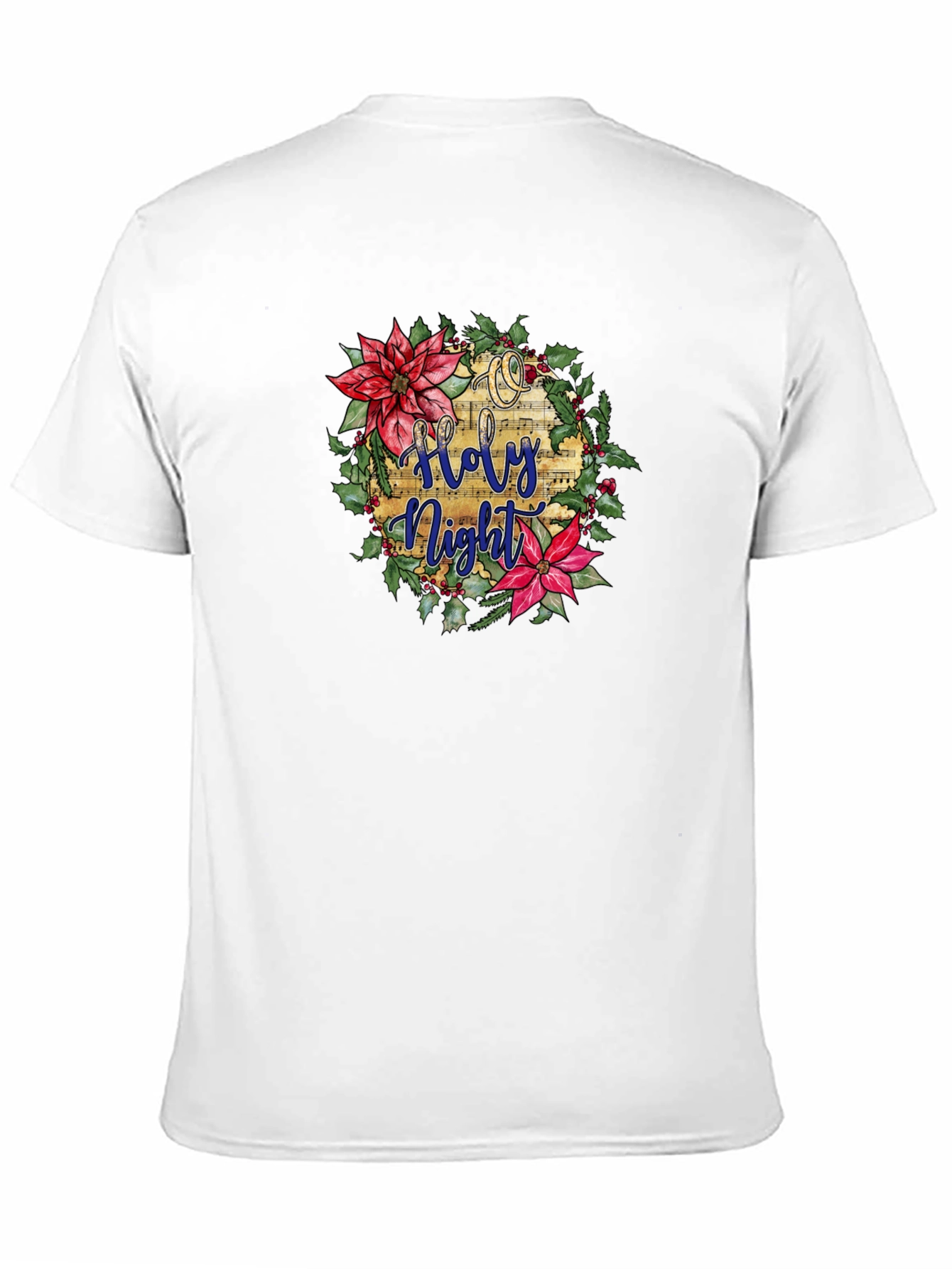 Holy Night Floral Wreath Black T-Shirt