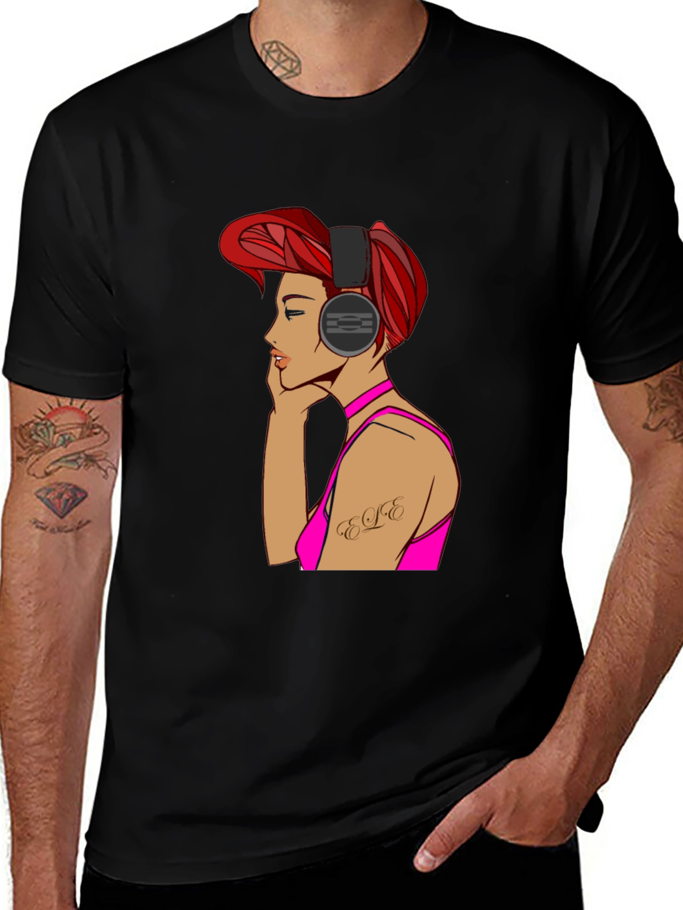 Woman with Headphones Graphic T-Shirt