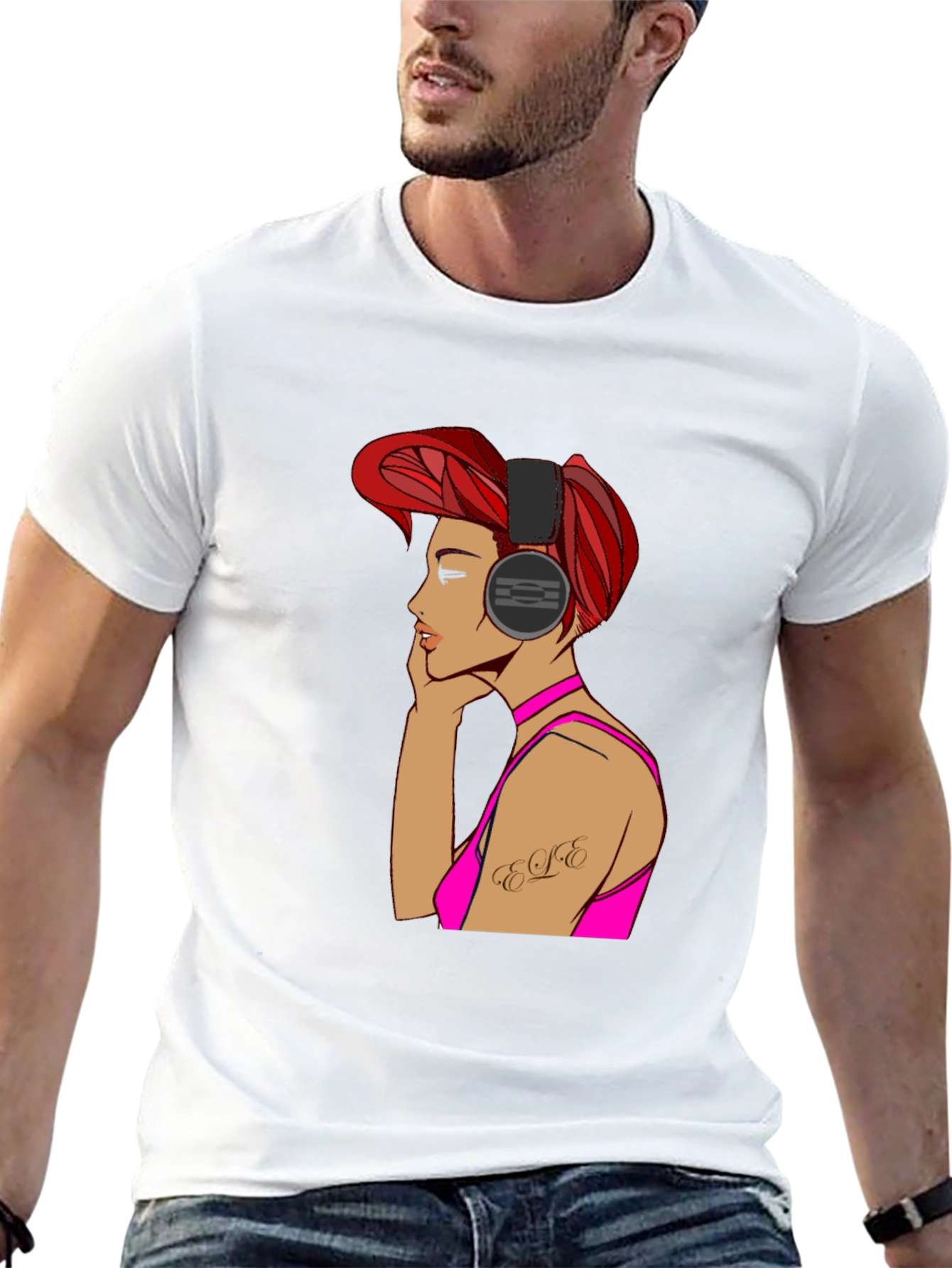 Woman with Headphones Graphic T-Shirt