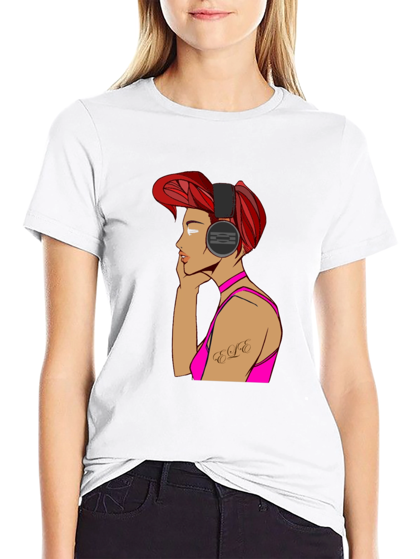 Woman with Headphones Graphic T-Shirt
