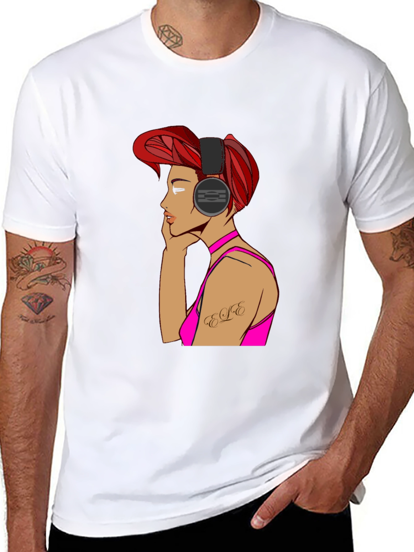 Woman with Headphones Graphic T-Shirt