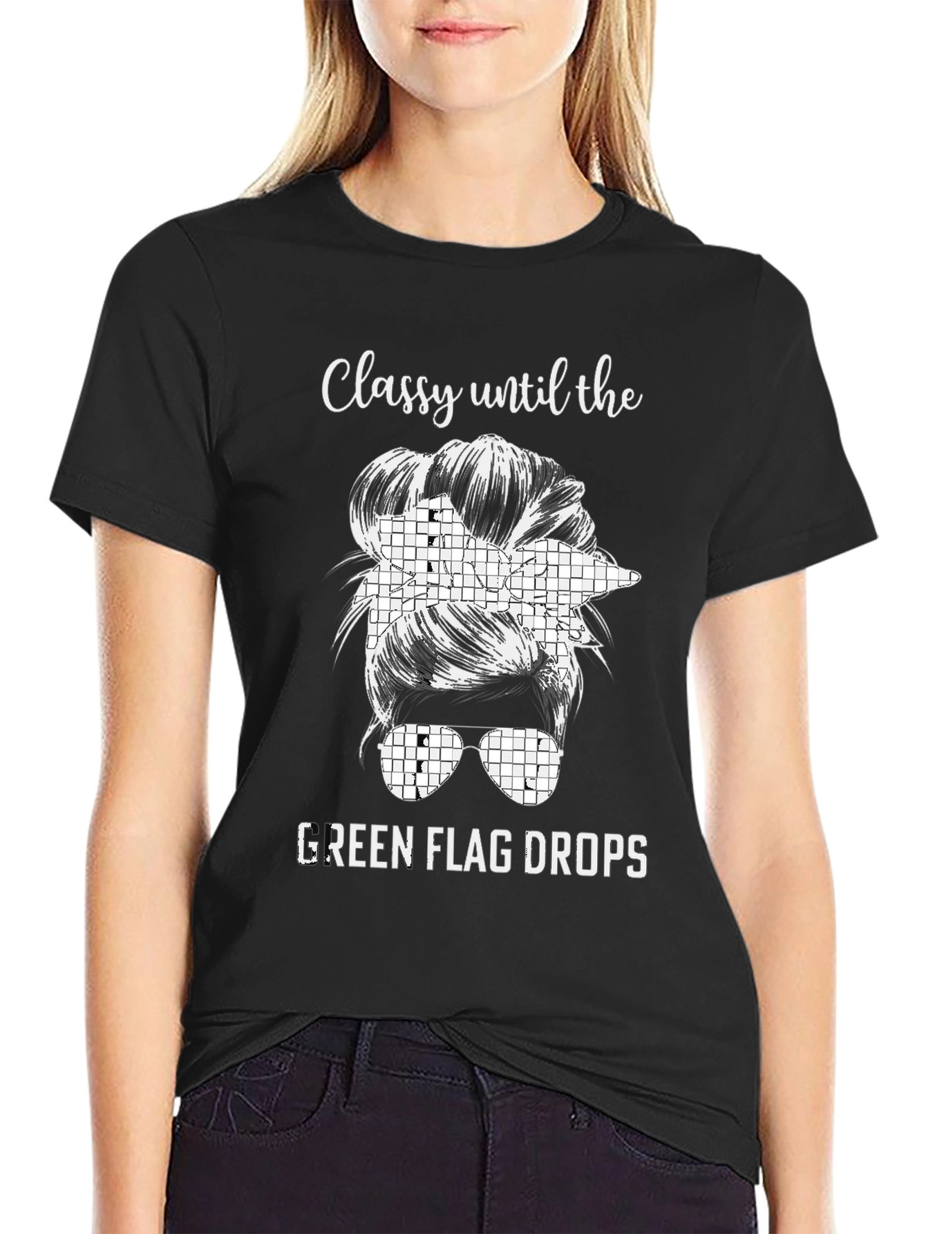 Classy Green Flag Race Day T-Shirt