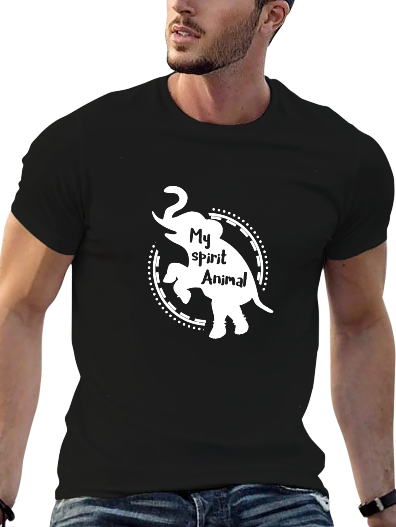 Elephant Spirit Animal T-Shirt - Black Crew Neck Tee