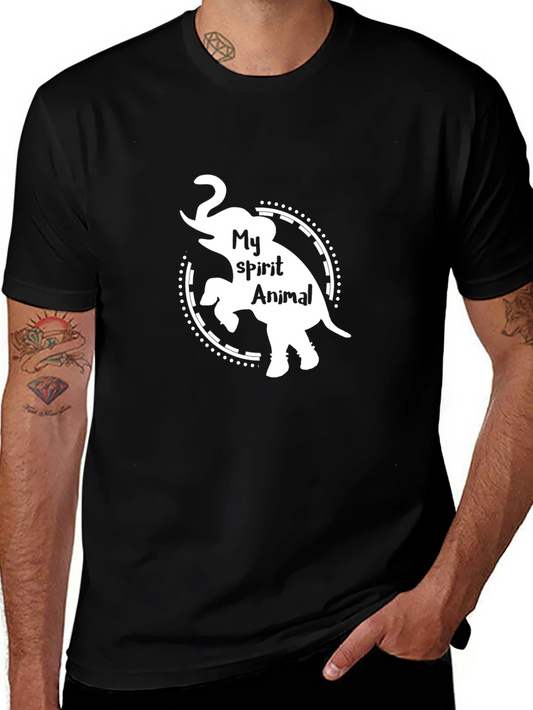 Elephant Spirit Animal T-Shirt - Black Crew Neck Tee