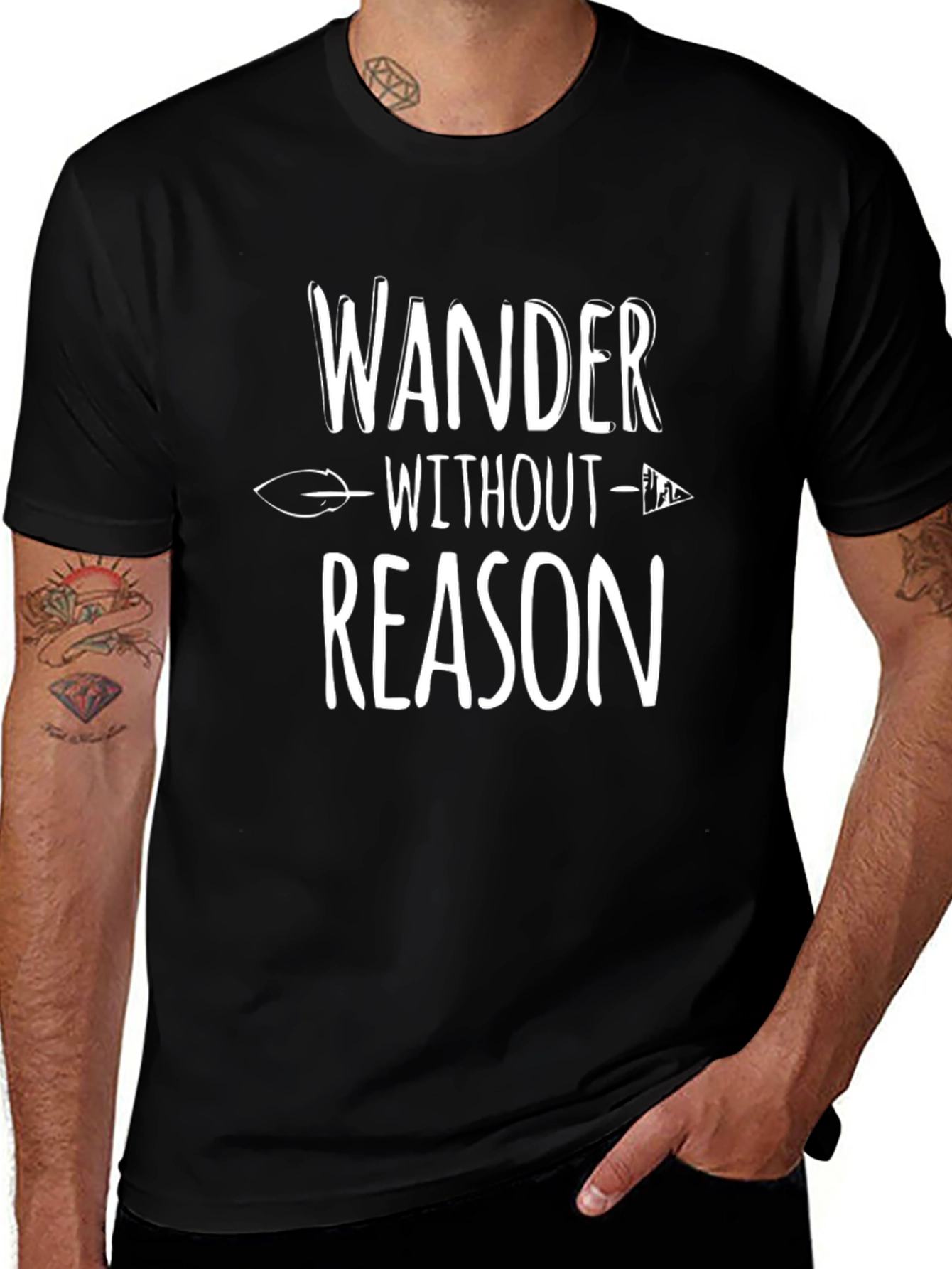 Wander Without Reason Black Graphic Tee