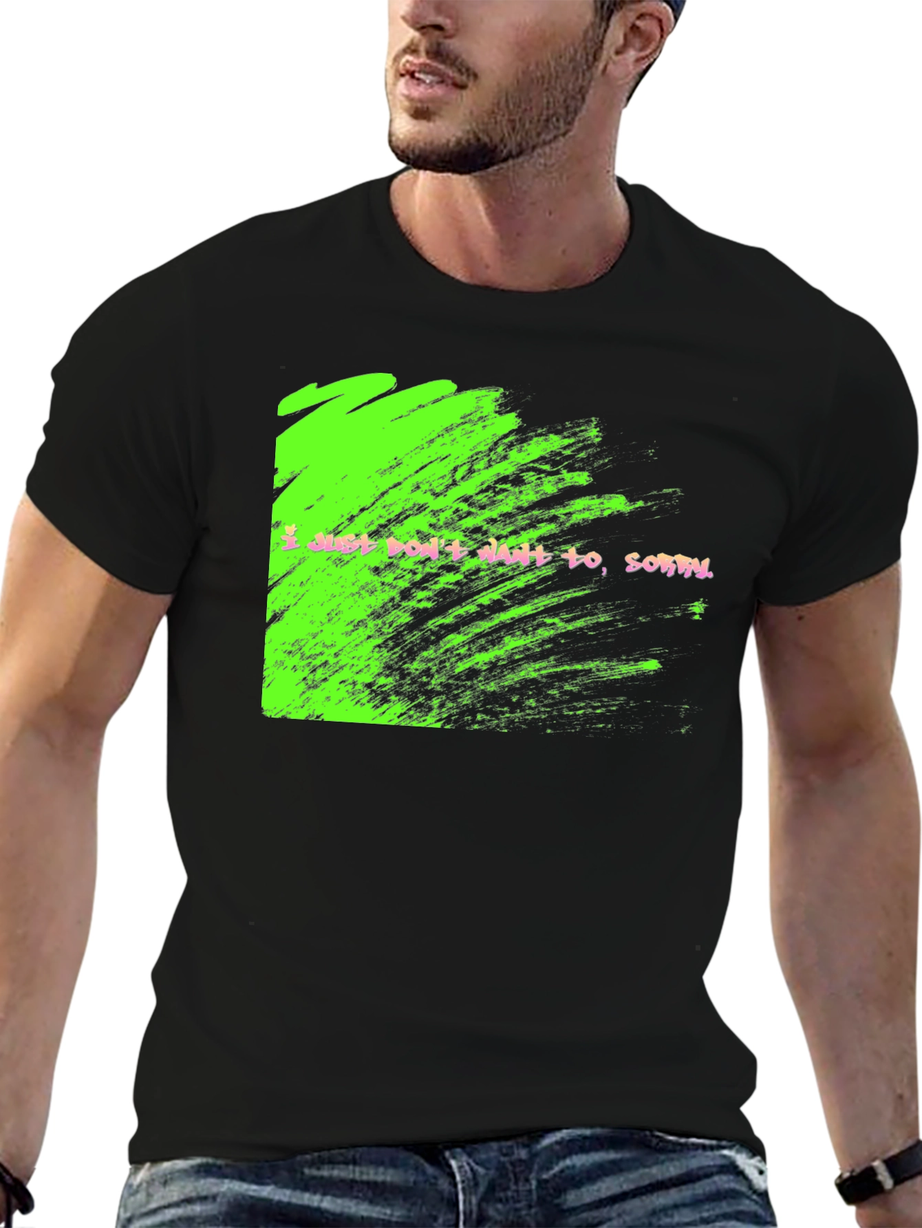 Grunge Style Sorry Graphic Print Tee