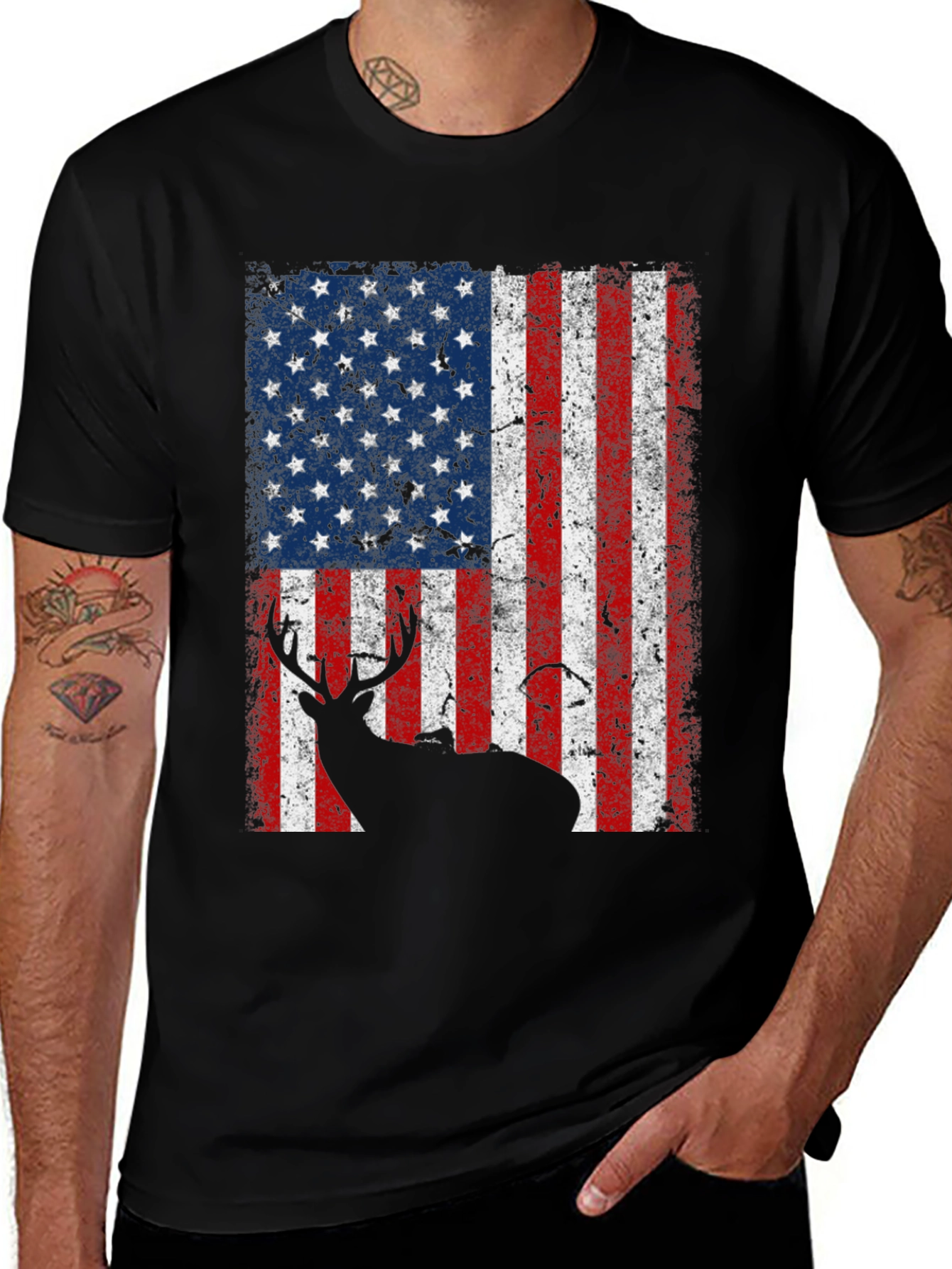 American Flag Deer Graphic Tee