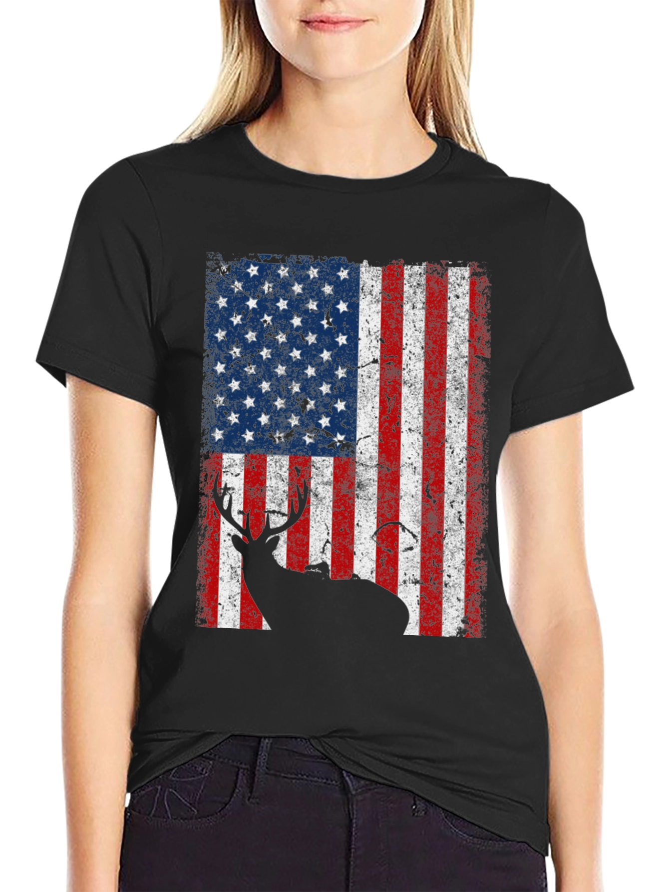 American Flag Deer Graphic Tee