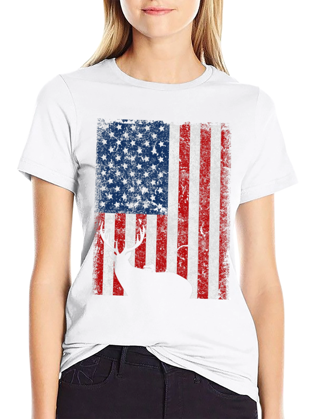 American Flag Deer Graphic Tee