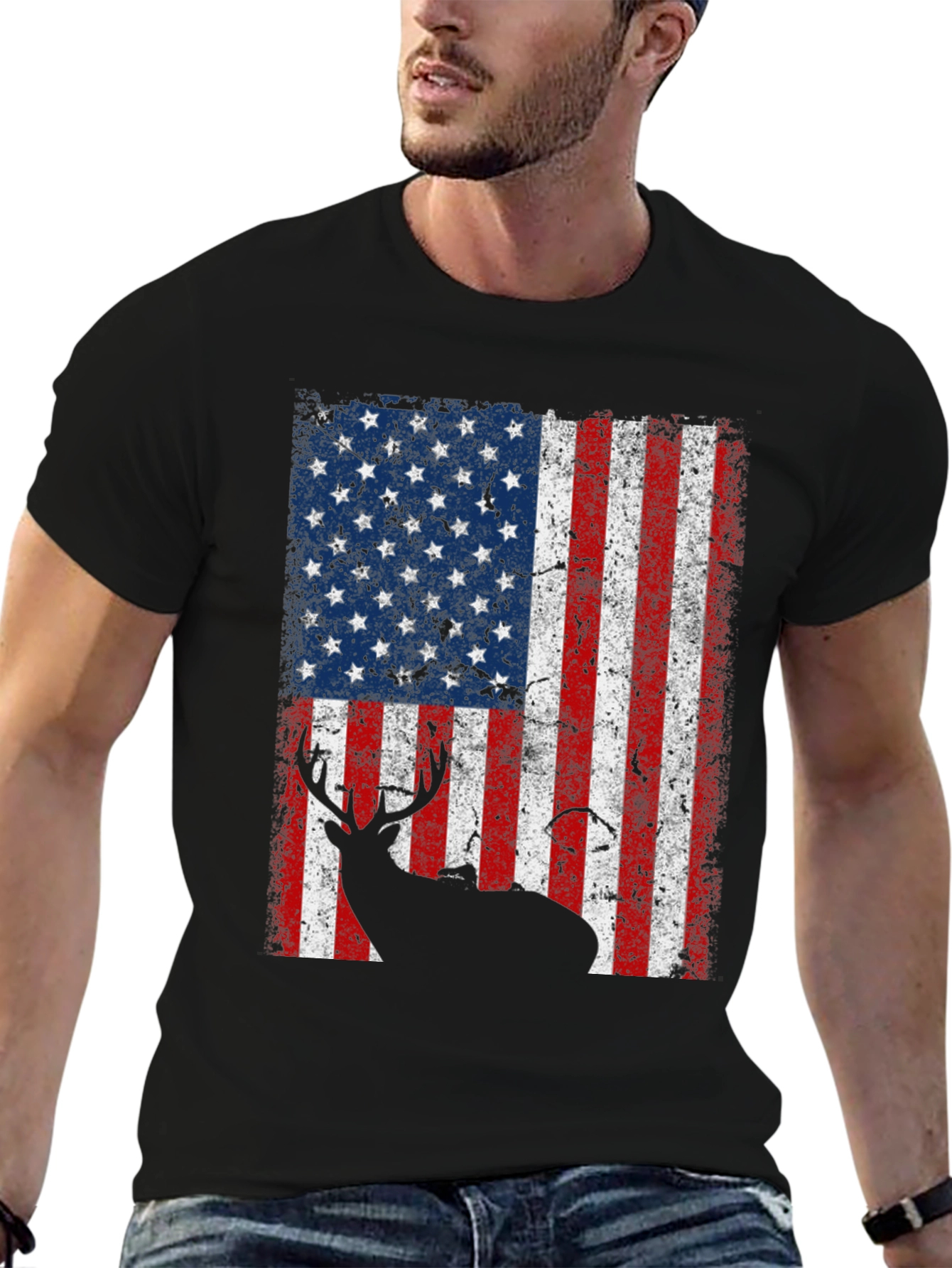 American Flag Deer Graphic Tee