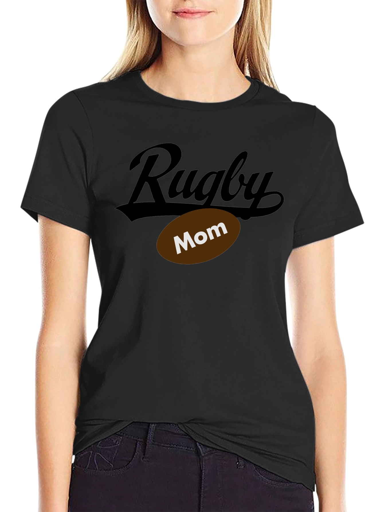 Rugby Mom Black T-Shirt