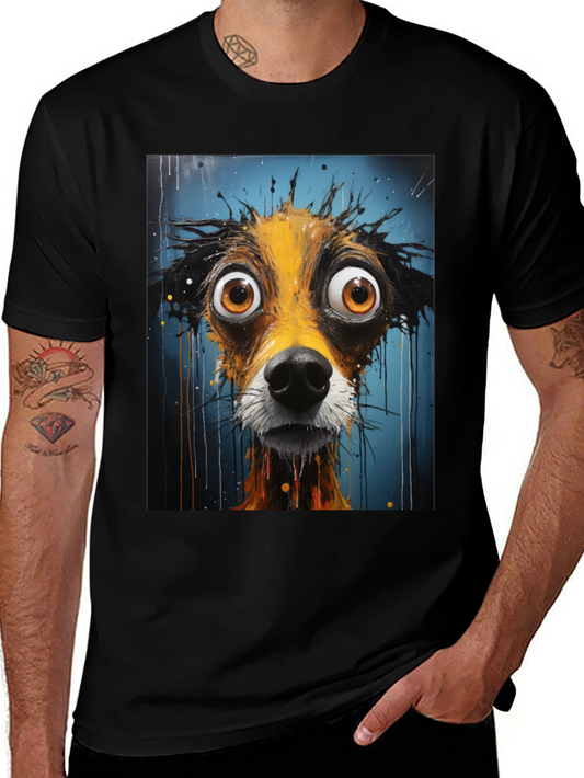 Funny Dog Art Graphic Tee - Black