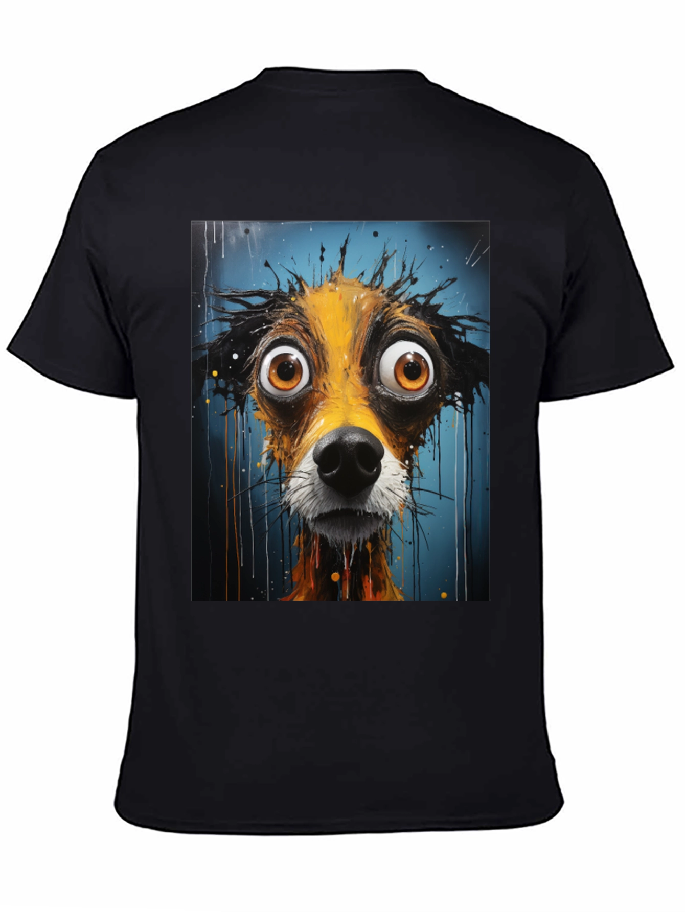 Funny Dog Art Graphic Tee - Black