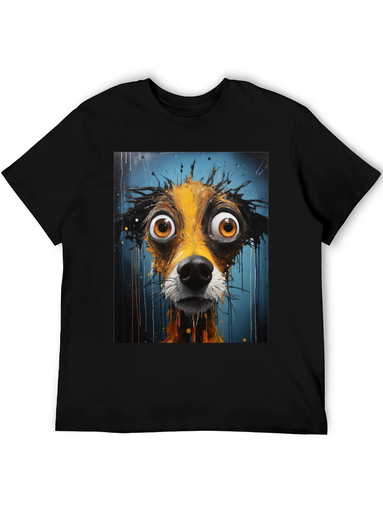 Funny Dog Art Graphic Tee - Black