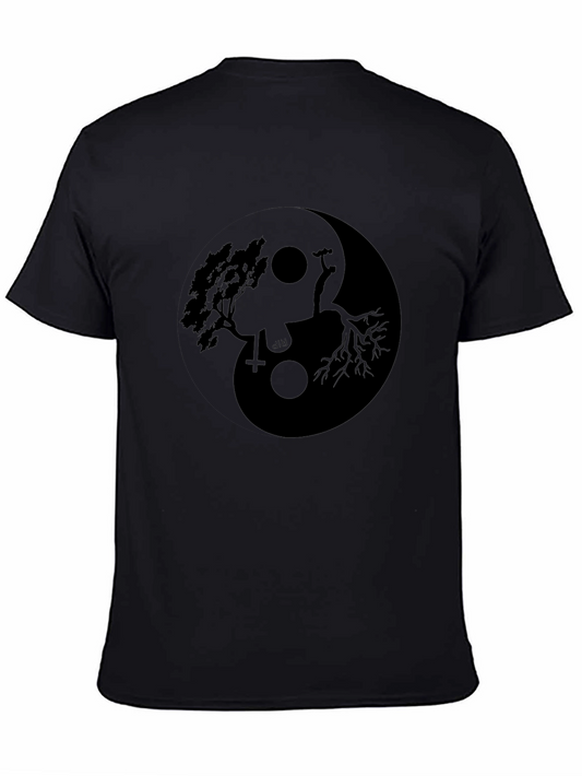 Yin Yang Tree Graphic Black T-Shirt
