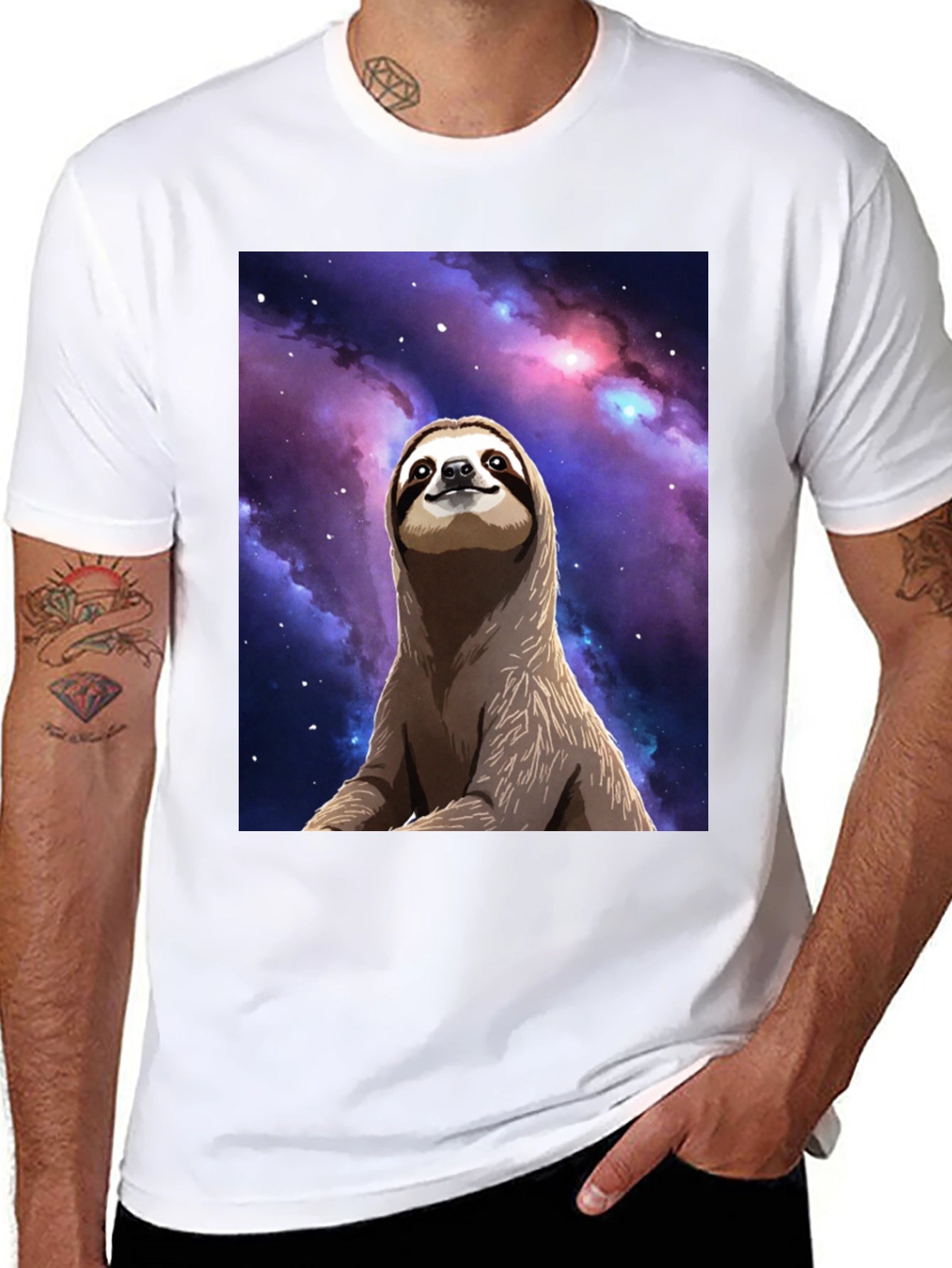Sloth Galaxy T-Shirt - Relaxed Space Design