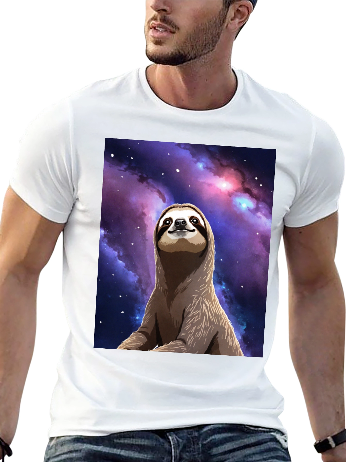 Sloth Galaxy T-Shirt - Relaxed Space Design