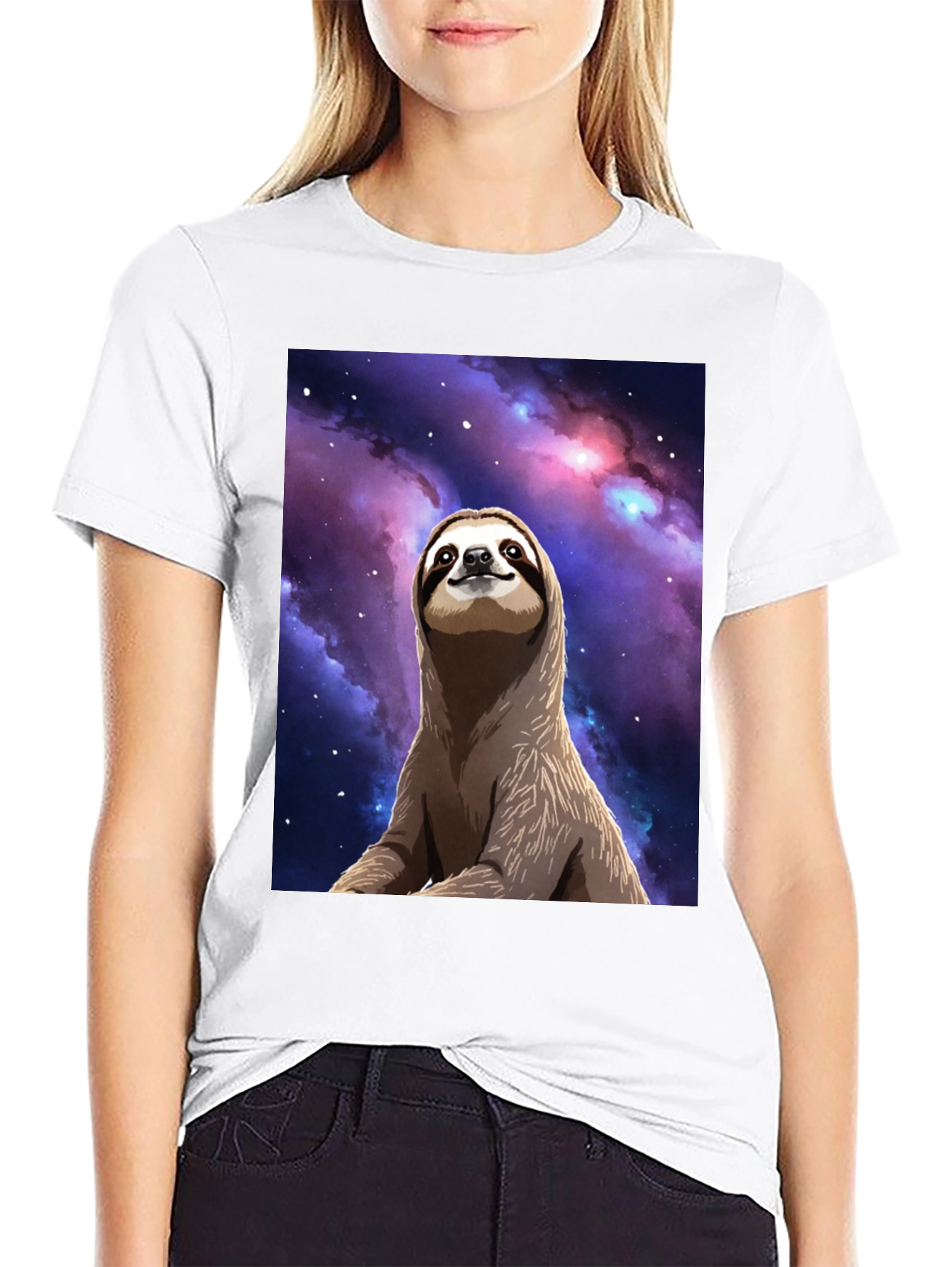 Sloth Galaxy T-Shirt - Relaxed Space Design