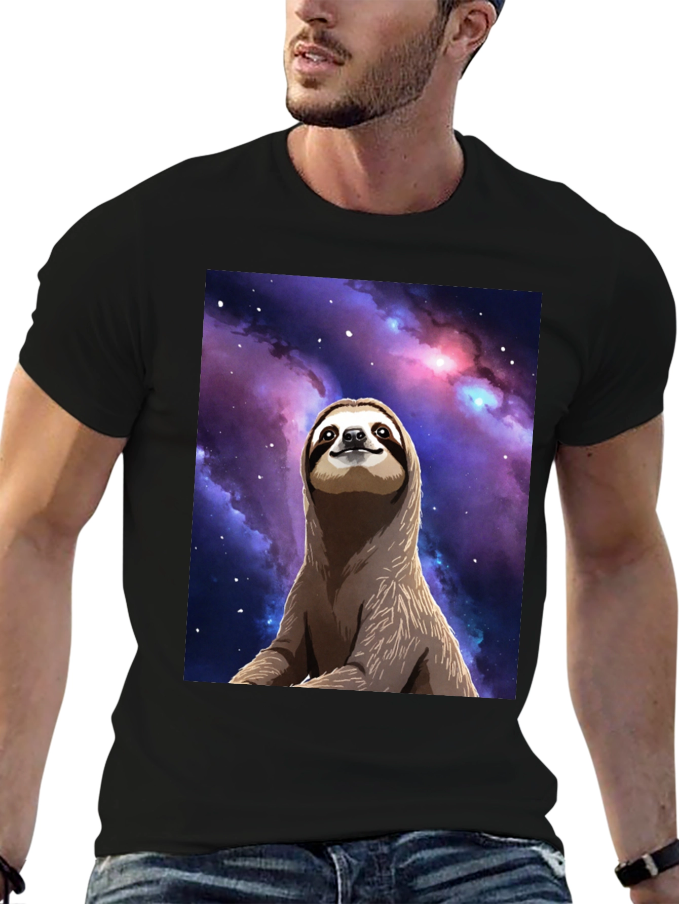 Sloth Galaxy T-Shirt - Relaxed Space Design