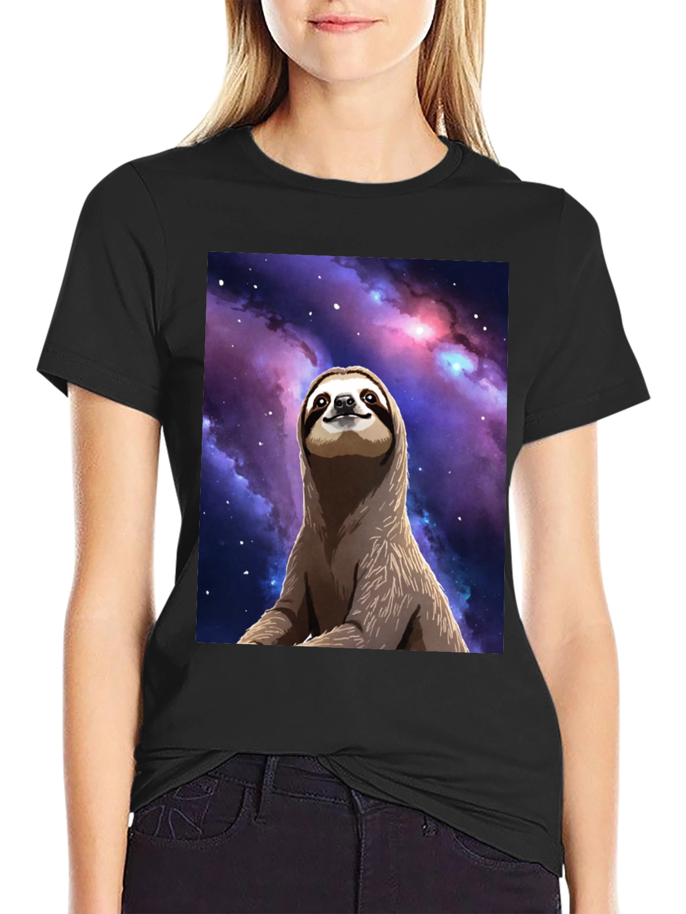 Sloth Galaxy T-Shirt - Relaxed Space Design