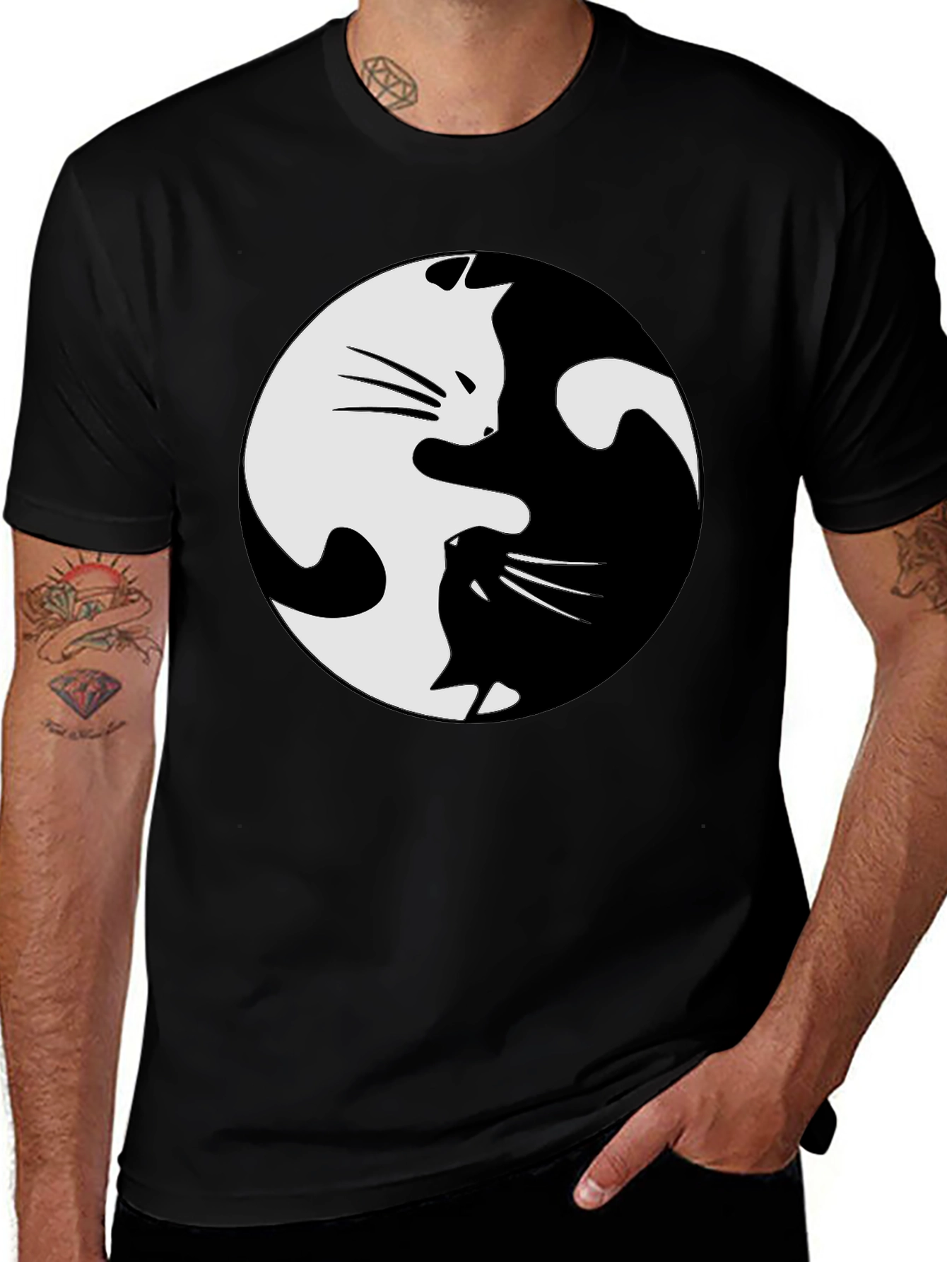 Yin Yang Cat T-Shirt - Balance and Style!