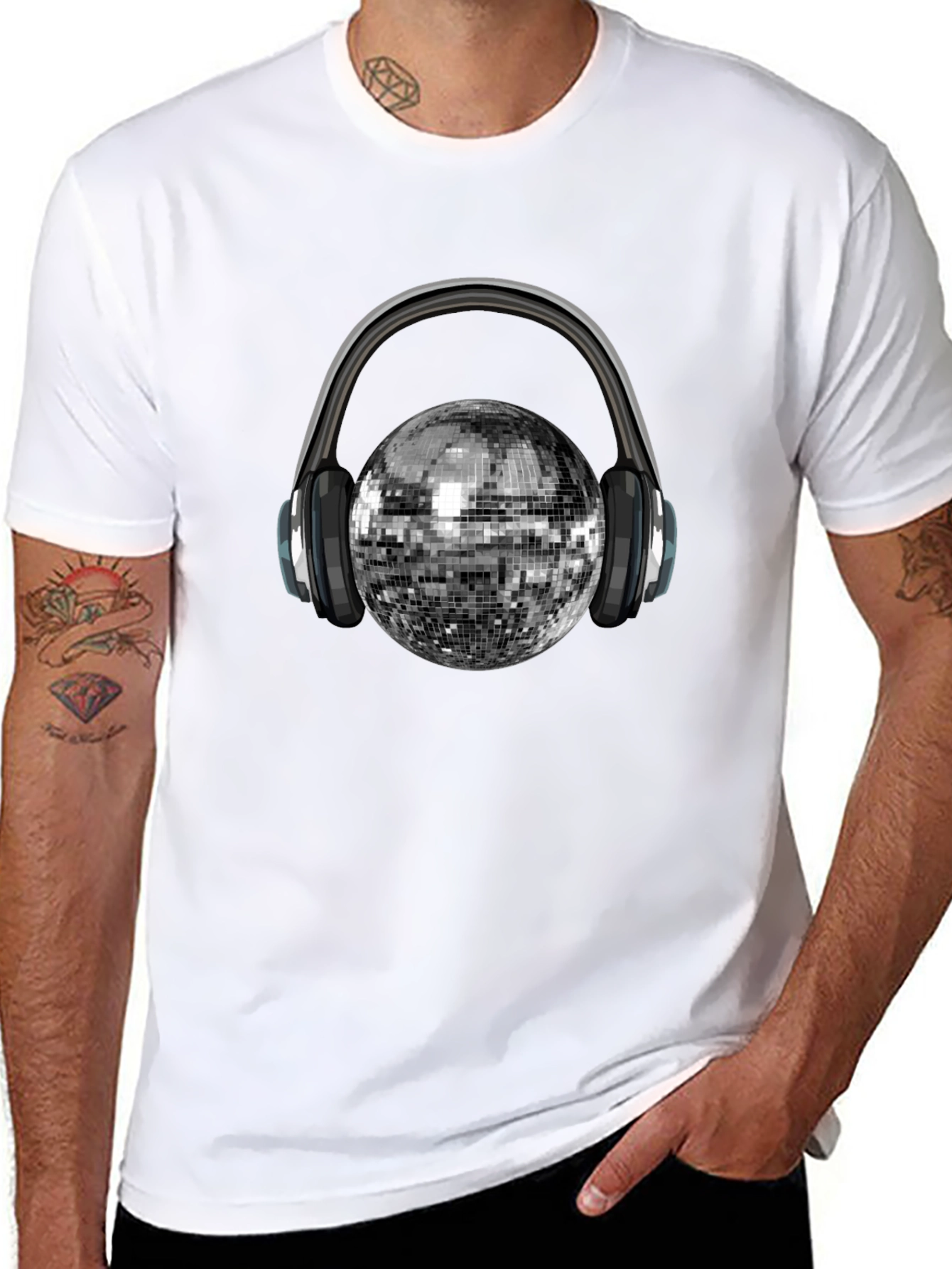 Disco Ball Headphones Graphic Tee - Party Ready!